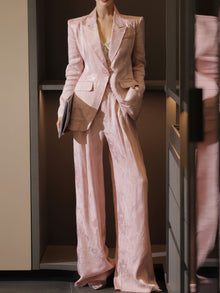 Jacquard Single-Button Blazer & Wide-Leg Trousers – Made to Measure