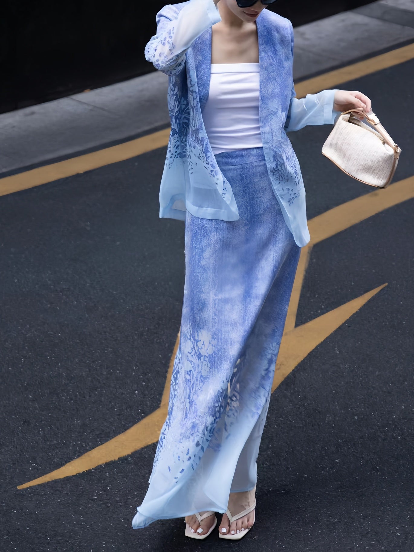 Burnout Floral Blazer & Gradient Maxi Skirt – Made to Measure
