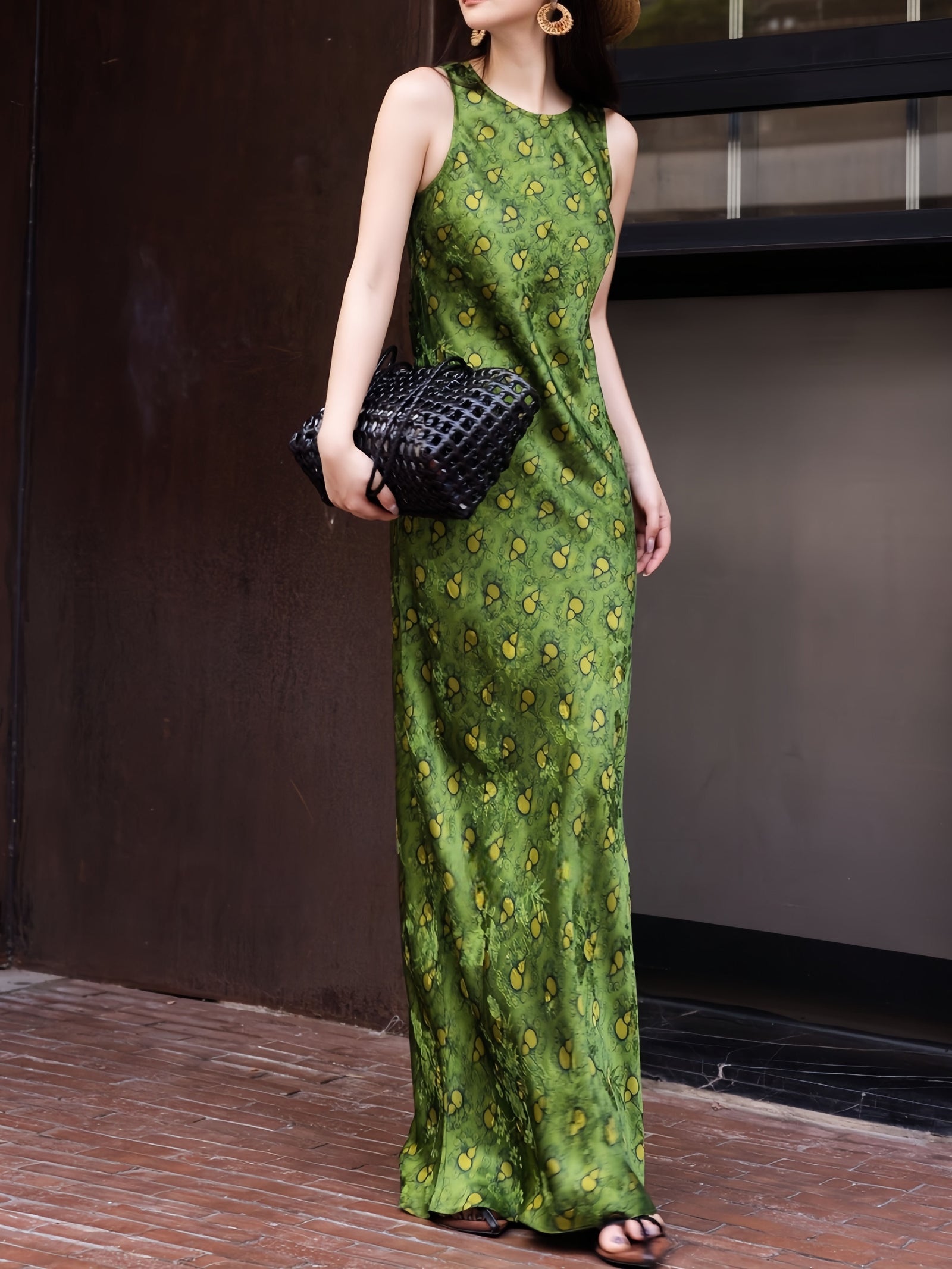 Fruit Print Sleeveless Rayon Maxi Dress – Made to Measure
