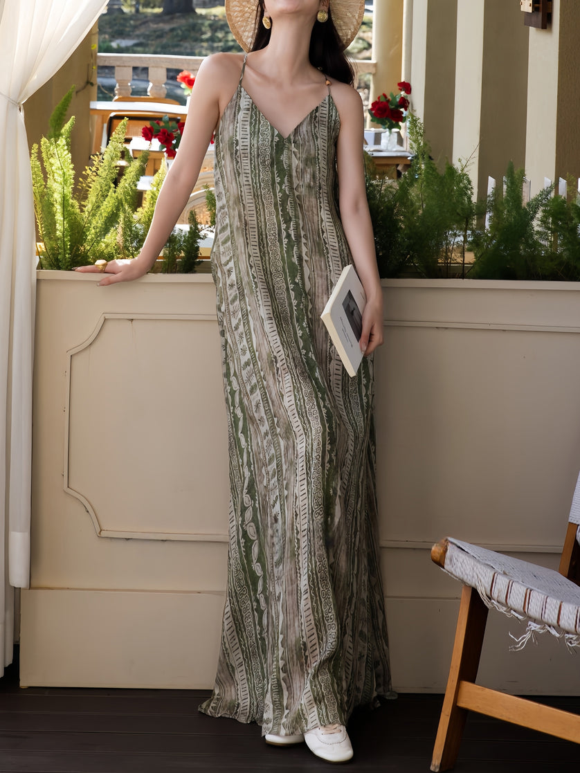 Graduation season printed slip maxi dress outfit inspiration