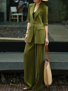 Cupro-Tencel Blazer & Wide-Leg Trouser Set – Made to Measure