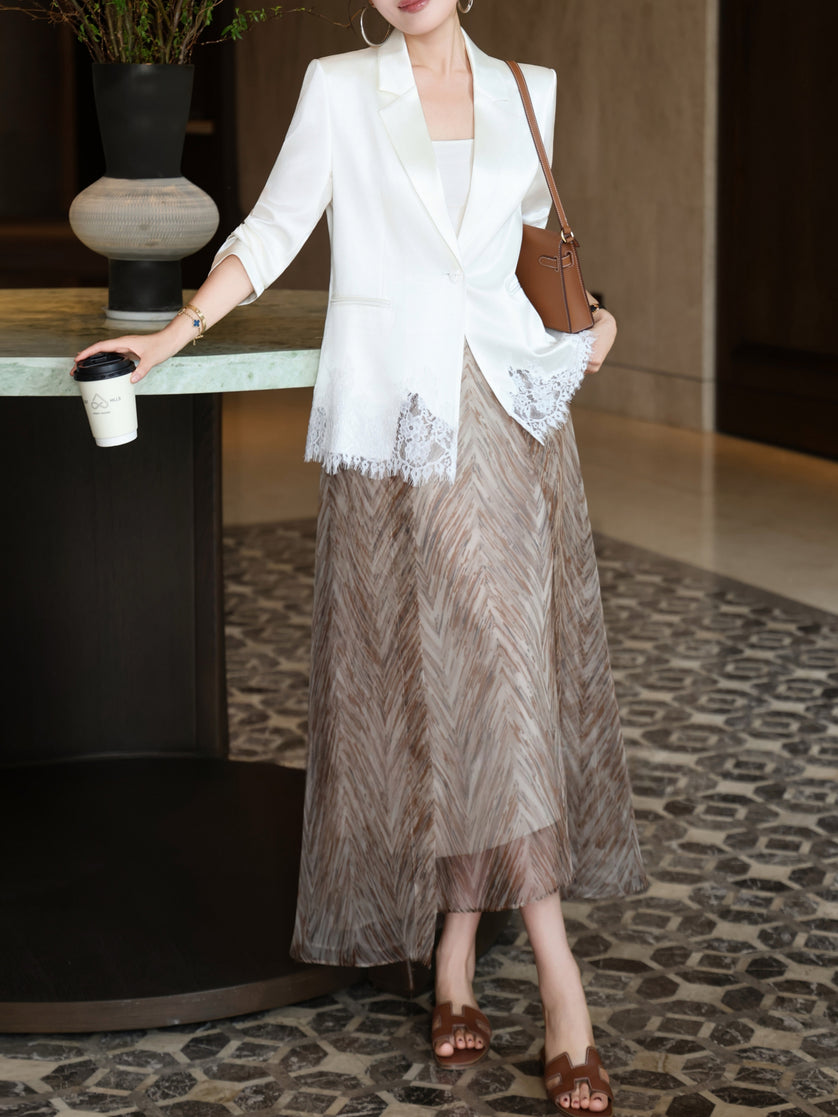The Lace-Trim Acetate Tailored Blazer