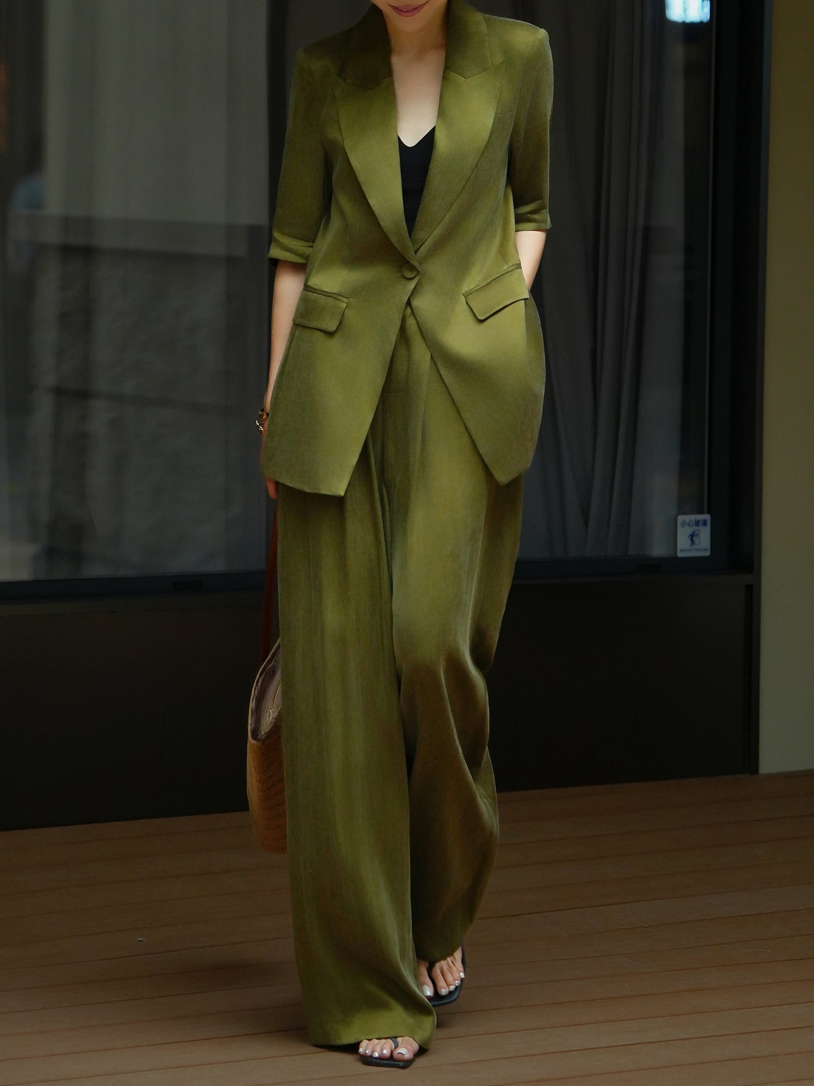 Cupro-Tencel Blazer & Wide-Leg Trouser Set – Made to Measure