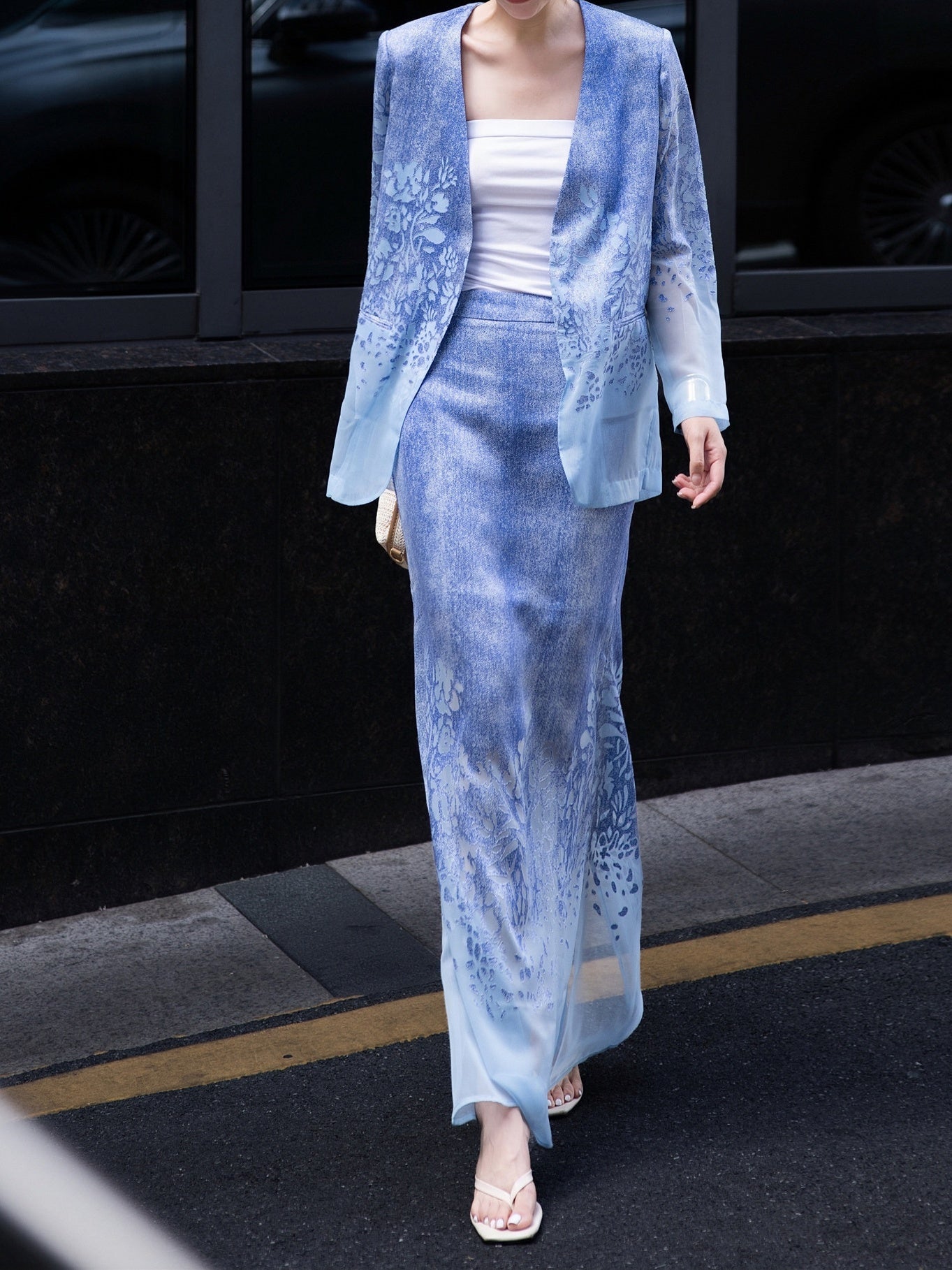 Burnout Floral Blazer & Gradient Maxi Skirt – Made to Measure