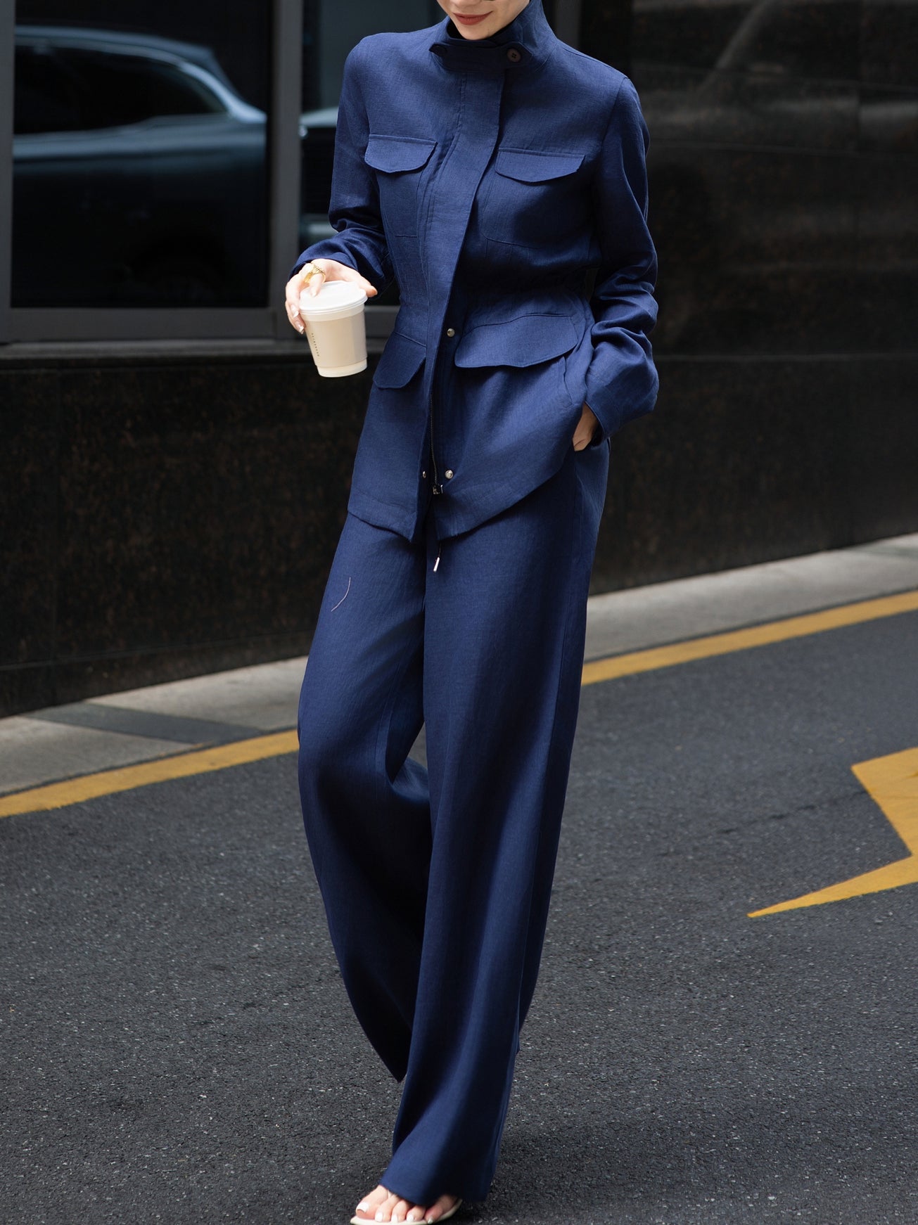 100% Linen Utility Jacket and Wide-Leg Pants Set – Made to Measure
