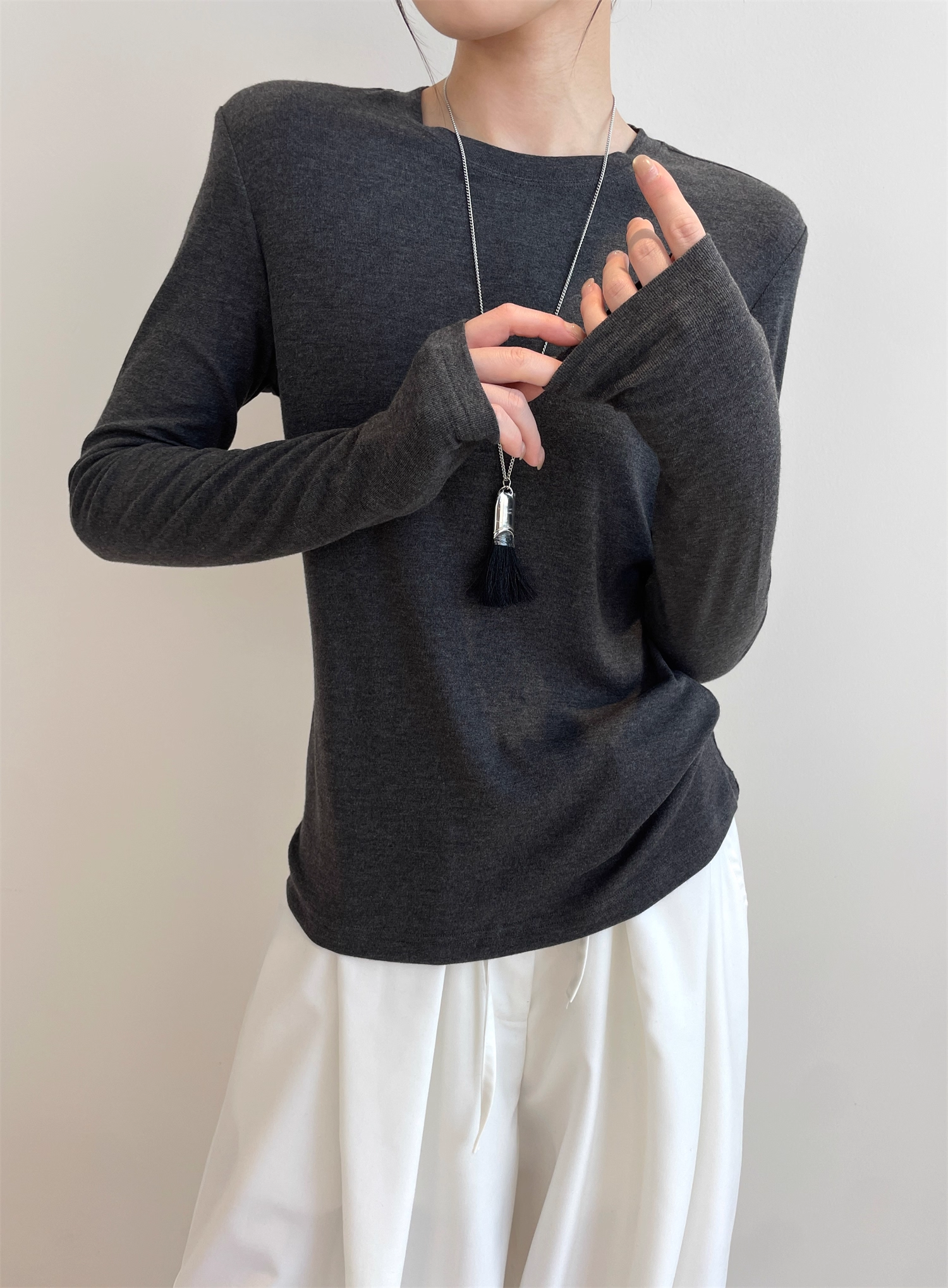 Silk Cashmere Thermal Long Sleeve T-Shirt for Women | Ultra-Soft Japanese IFACE Yarn Base Layer Top