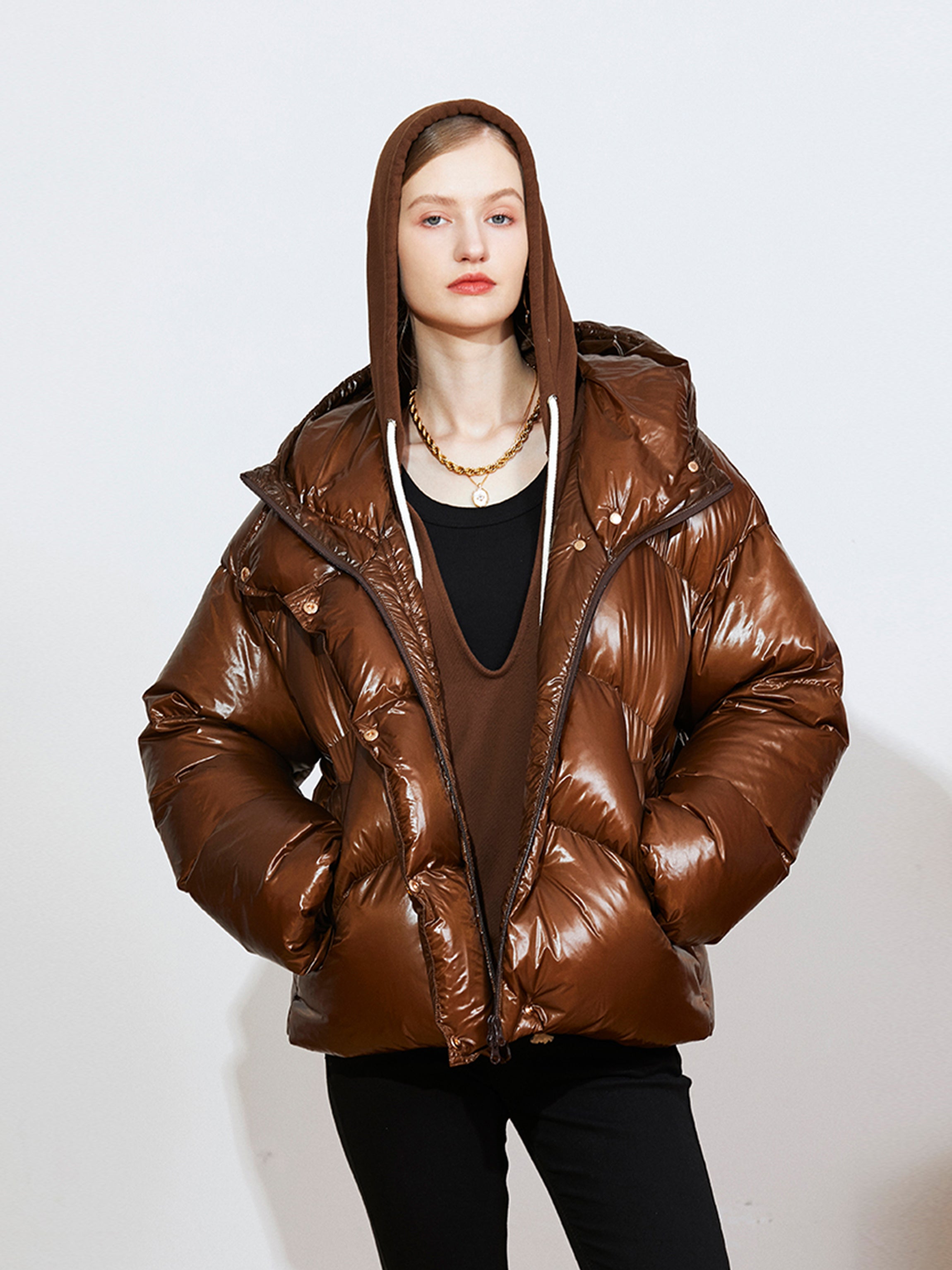 Double-Filled 90% White Duck Down Puffer Coat & Skirt Set – Thick Winter Outfit for Women