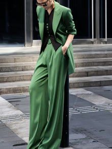 Belted Blazer, Vest and Wide-Leg Trouser Suit Set – Made to Measure