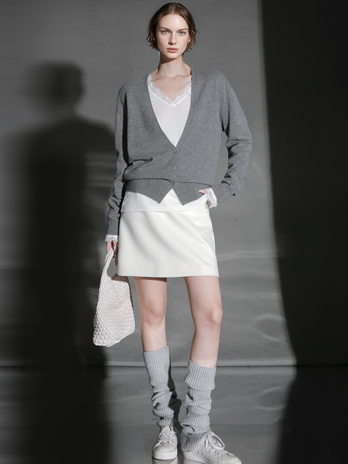 Silk-Cashmere A-Line Wool Mini Skirt for Women – High-Waist Slimming Winter Skirt, Versatile Style