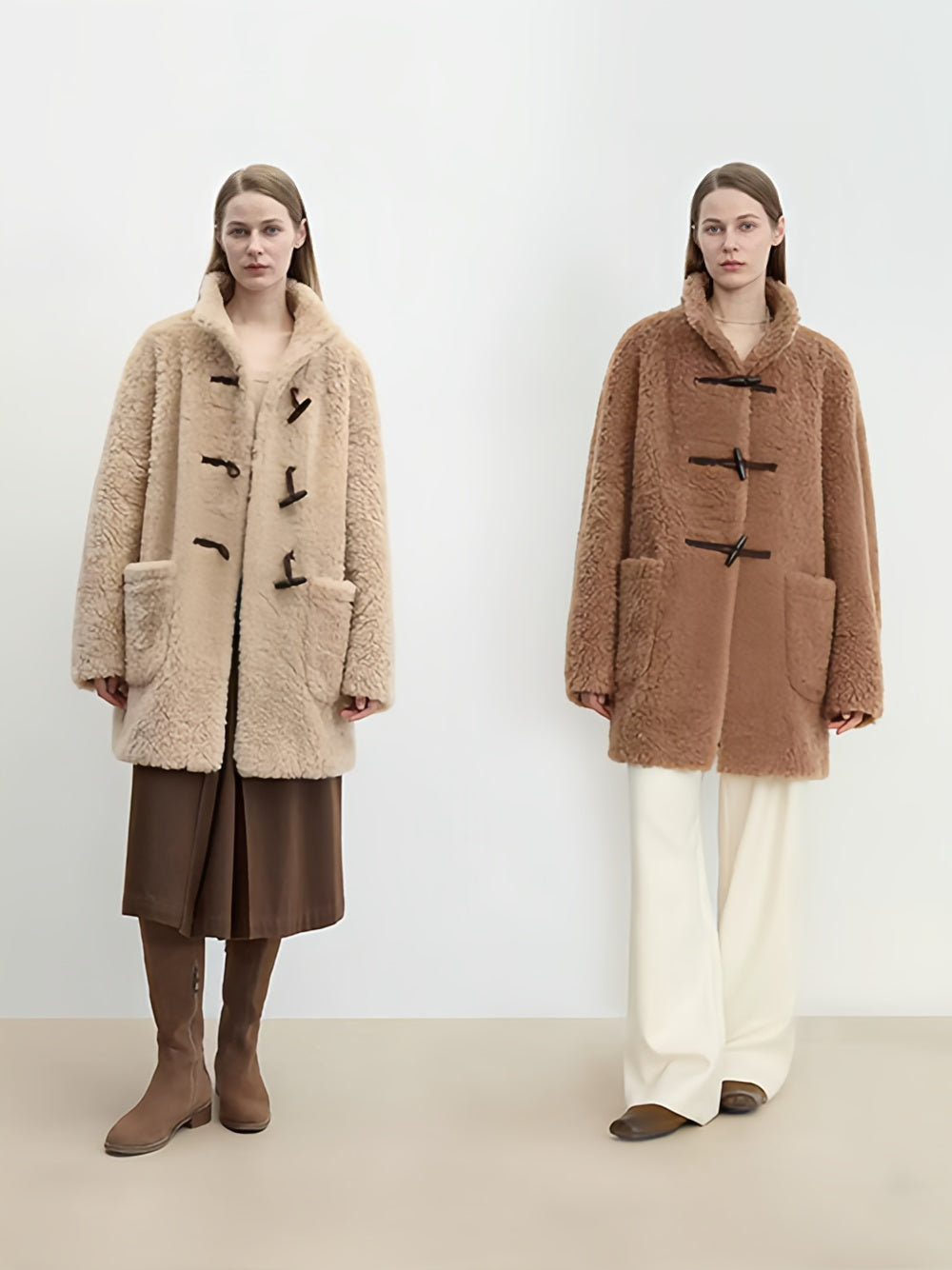 Ragoon-Style Curly Shearling Wool Coat for Women – Mid-Length Faux Shearling Jacket with Toggle Closure and Stand CollarRagoon-Style Curly Shearling Wool Coat for Women – Mid-Length Faux Shearling Jacket with Toggle Closure and Stand Collar