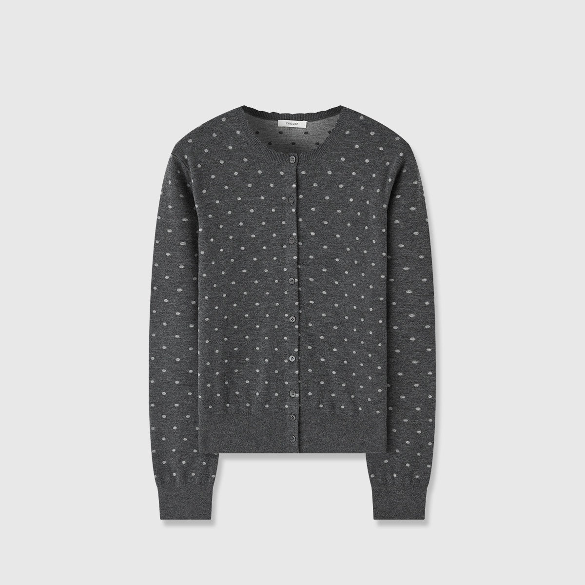 Vintage Double-Layer Jacquard Polka Dot Cardigan | Mercerized Wool Petal-Collar Knit