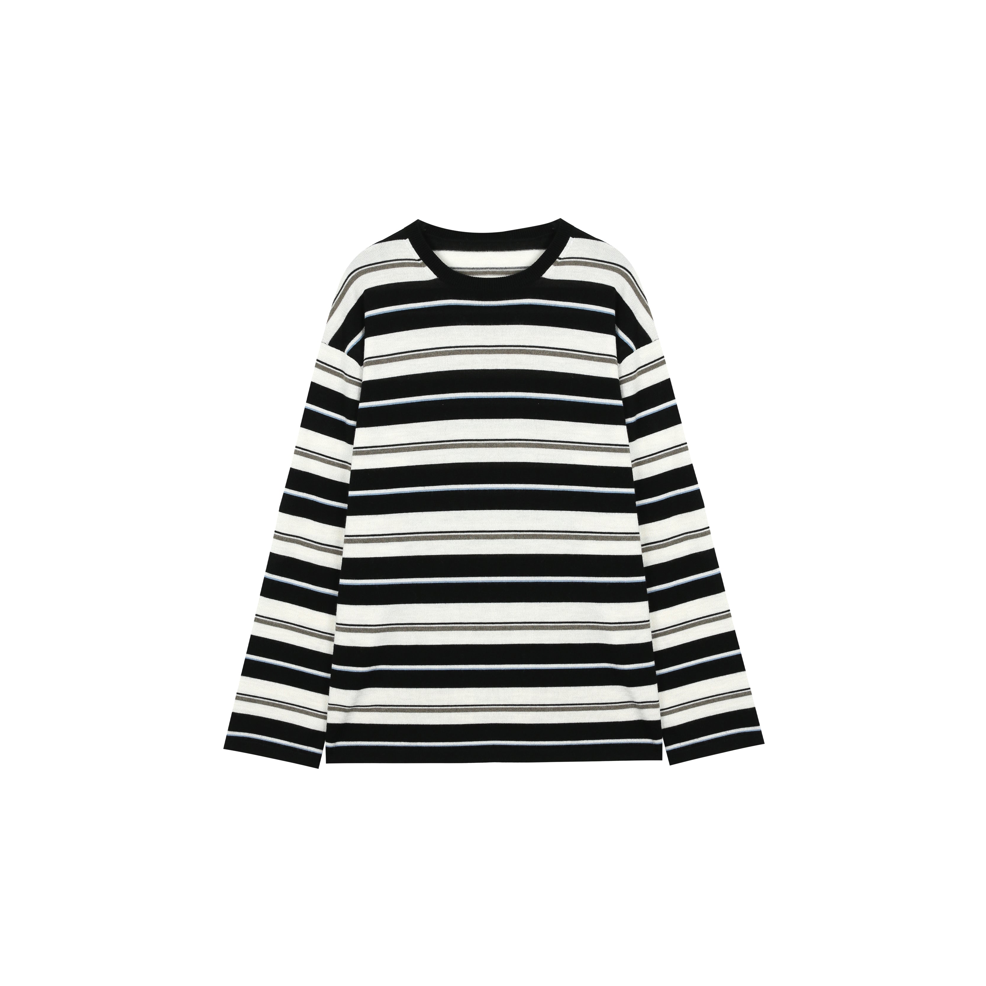Washed Wool Striped Oversized Sweater for Women – Thick German-Style BIELLA Knit