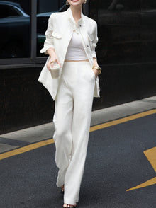 100% Linen Utility Jacket and Wide-Leg Pants Set – Made to Measure