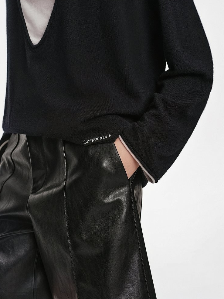 Women’s Wool Layered-Look Sweater | Soft Faux-Two-Piece Knit Top