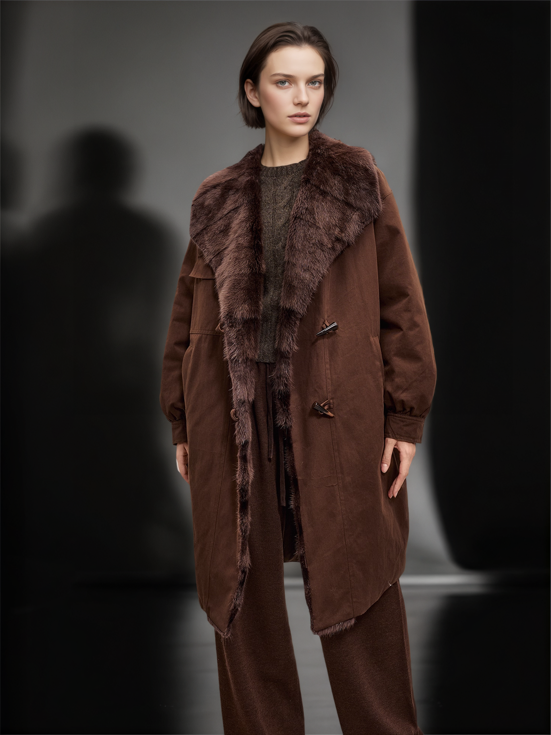 Women’s Winter Down Parka with Mink Fur Hood | 90% White Goose Down Coat