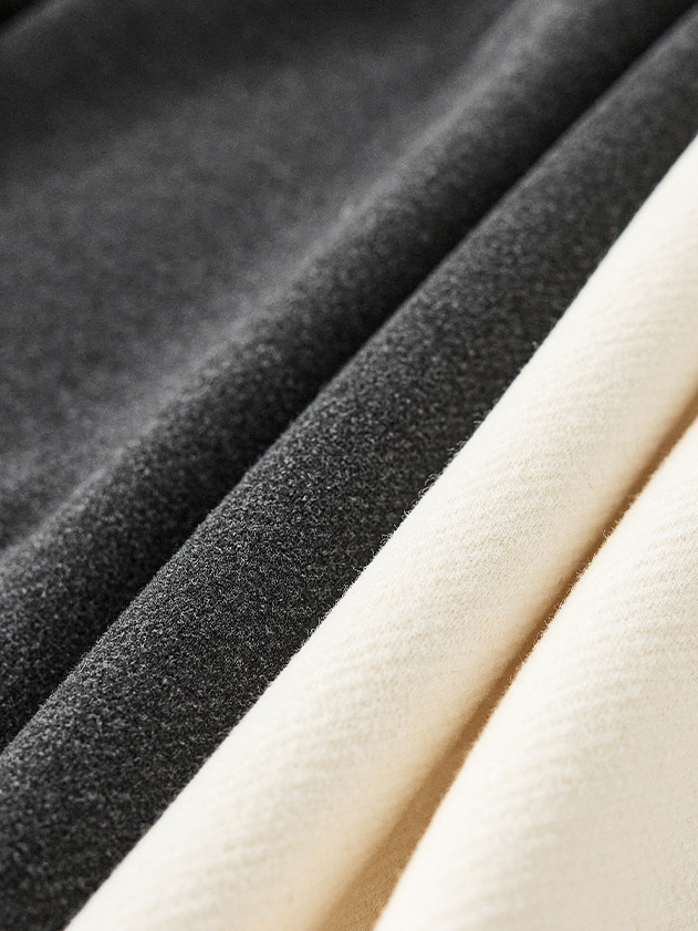 Women's High-Waist White Acetate-Wool Casual Pants – Extended Draped Floor-Length Loose Straight Trousers for Winter