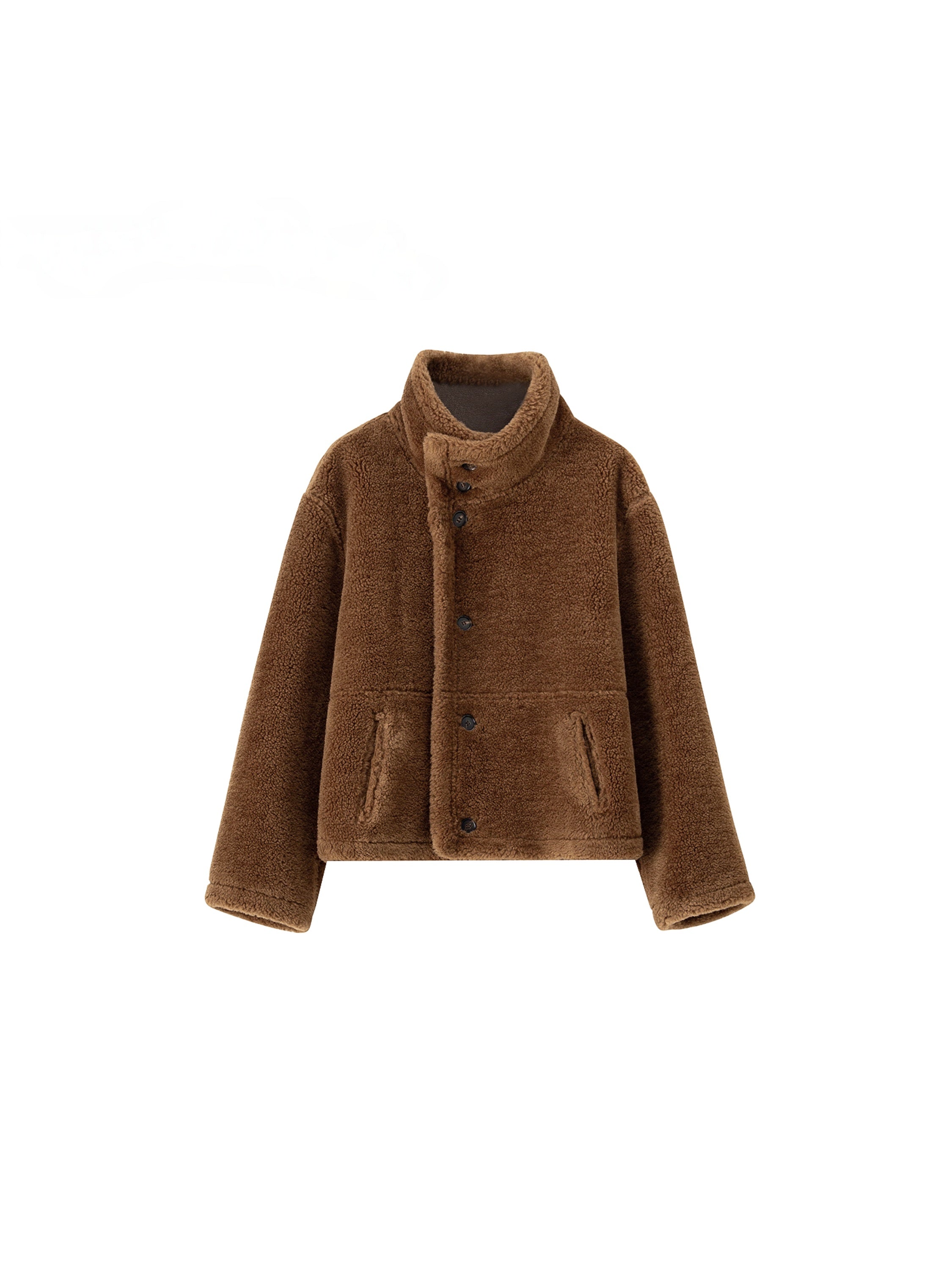 Soft and Dense Reversible High-Collar Tailored Jacket with Double-Sided Wear