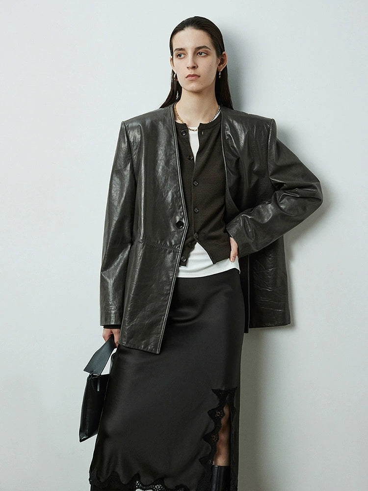 French Elegant Acetate Lace Slit Midi Skirt — Boudoir-Inspired Custom Craft Skirt for Women