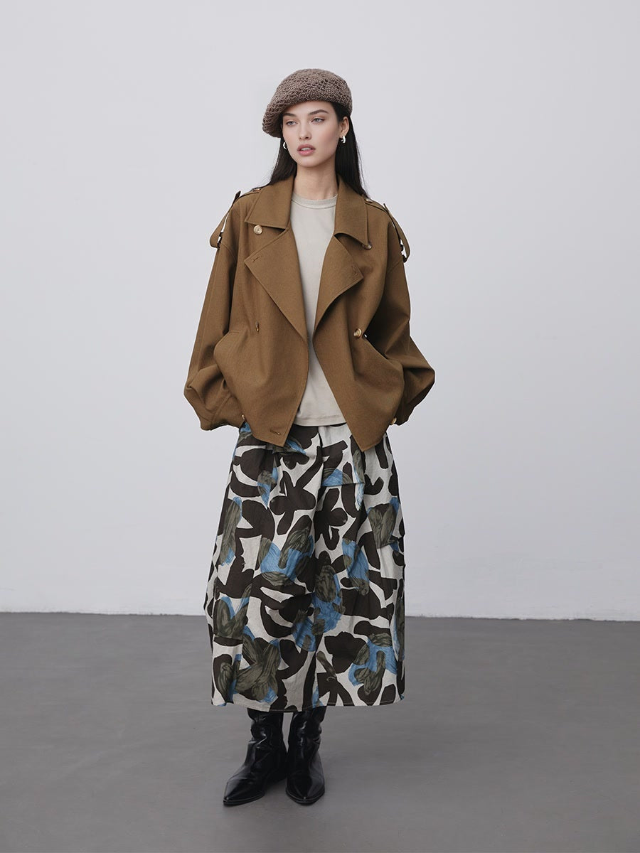 Unique Asymmetric Print Skirt | Slimming A-Line Midi Skirt with Flared Silhouette for Autumn