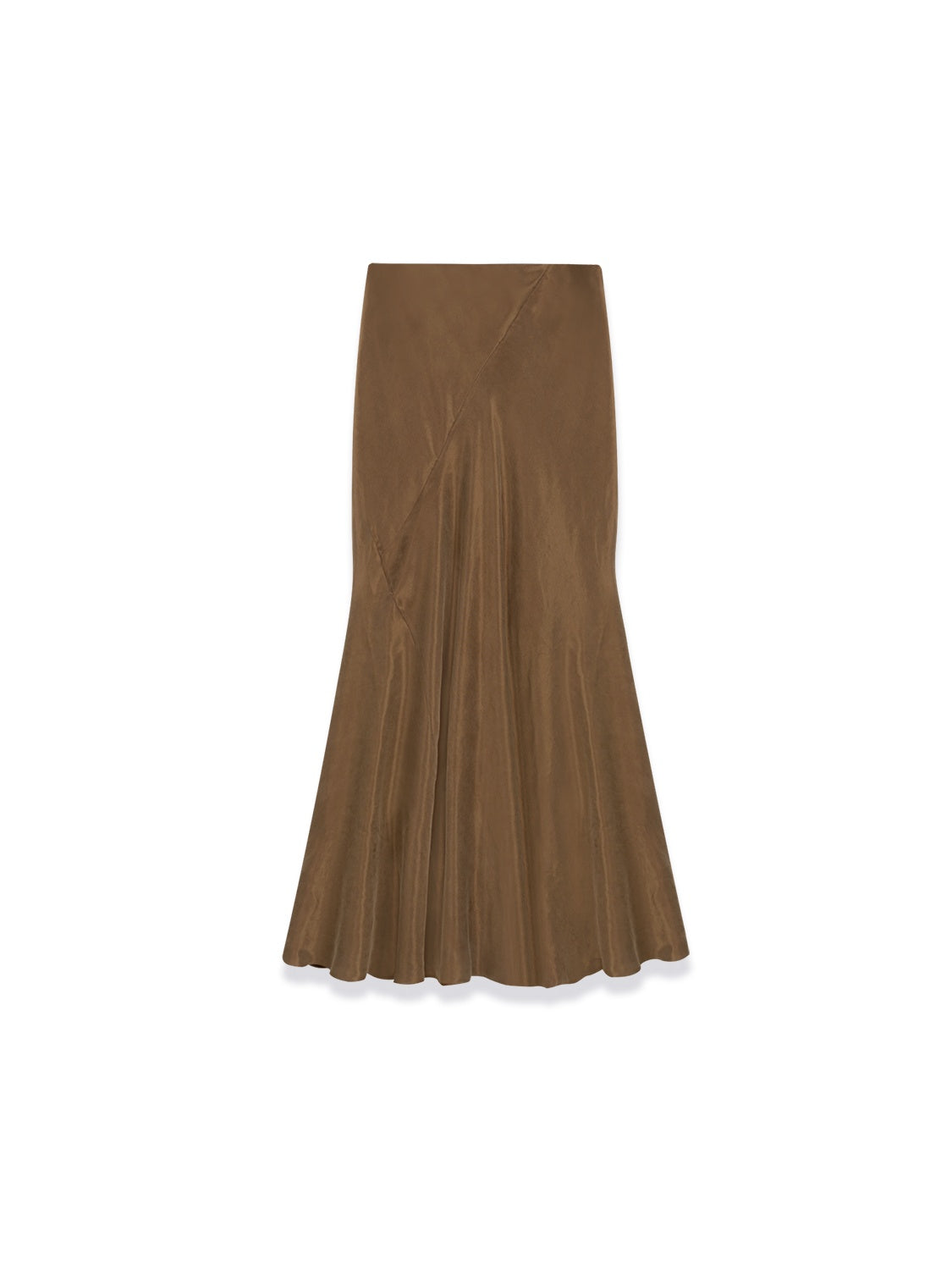 Matte Velvet-Like Copper Ammonia Fish Tail Midi Skirt - Soft Washed Comfort for All-Day Wear