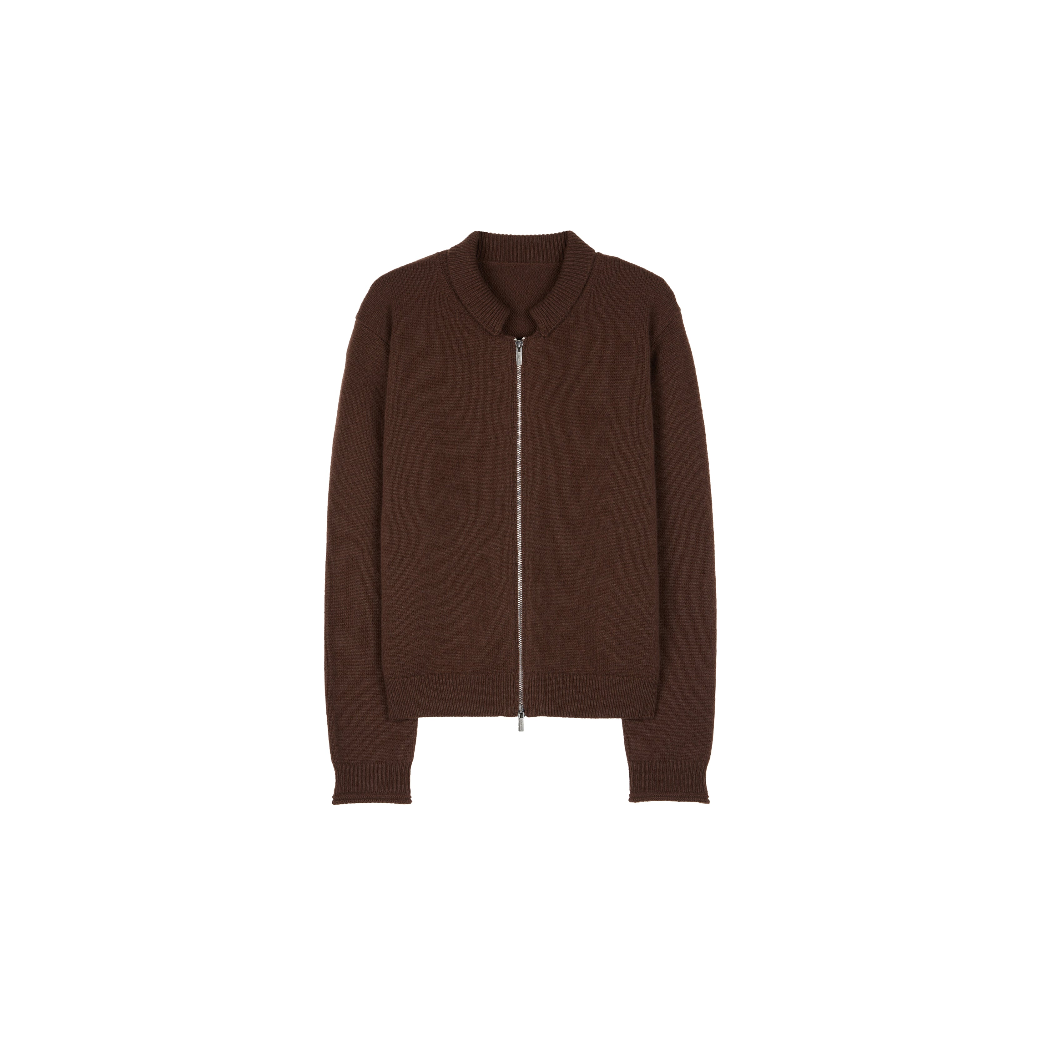 Women’s Heavyweight Australian Superfine Merino Double-Layer Knit Cardigan | Vintage Scallop Collar, Two-Way Zipper & Rolled Hem