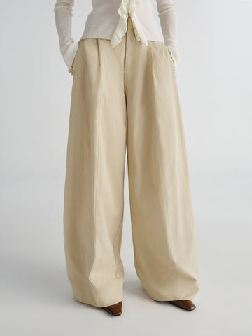 Chic Style Micro-Pleated Cotton-Silk Blend Washed Fabric Commuter Versatile Scythe Balloon Casual Pants