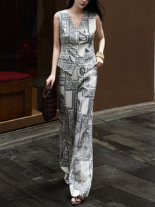 V-Neck Waistcoat & High-Waist Wide-Leg Trouser Set – Made to Measure