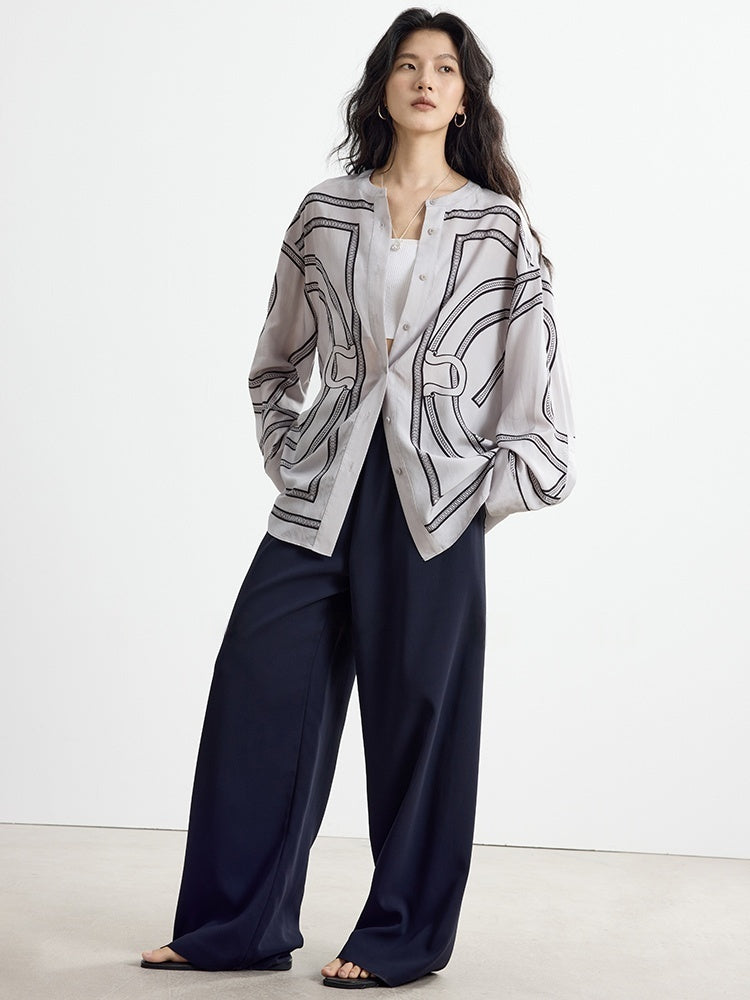 French Elegant Printed Shirt – Casual Loose Sun-Protective Outerwear for Women