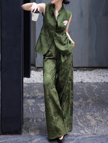 Acetate Jacquard Longline Vest & Wide-Leg Pants – Made to Measure