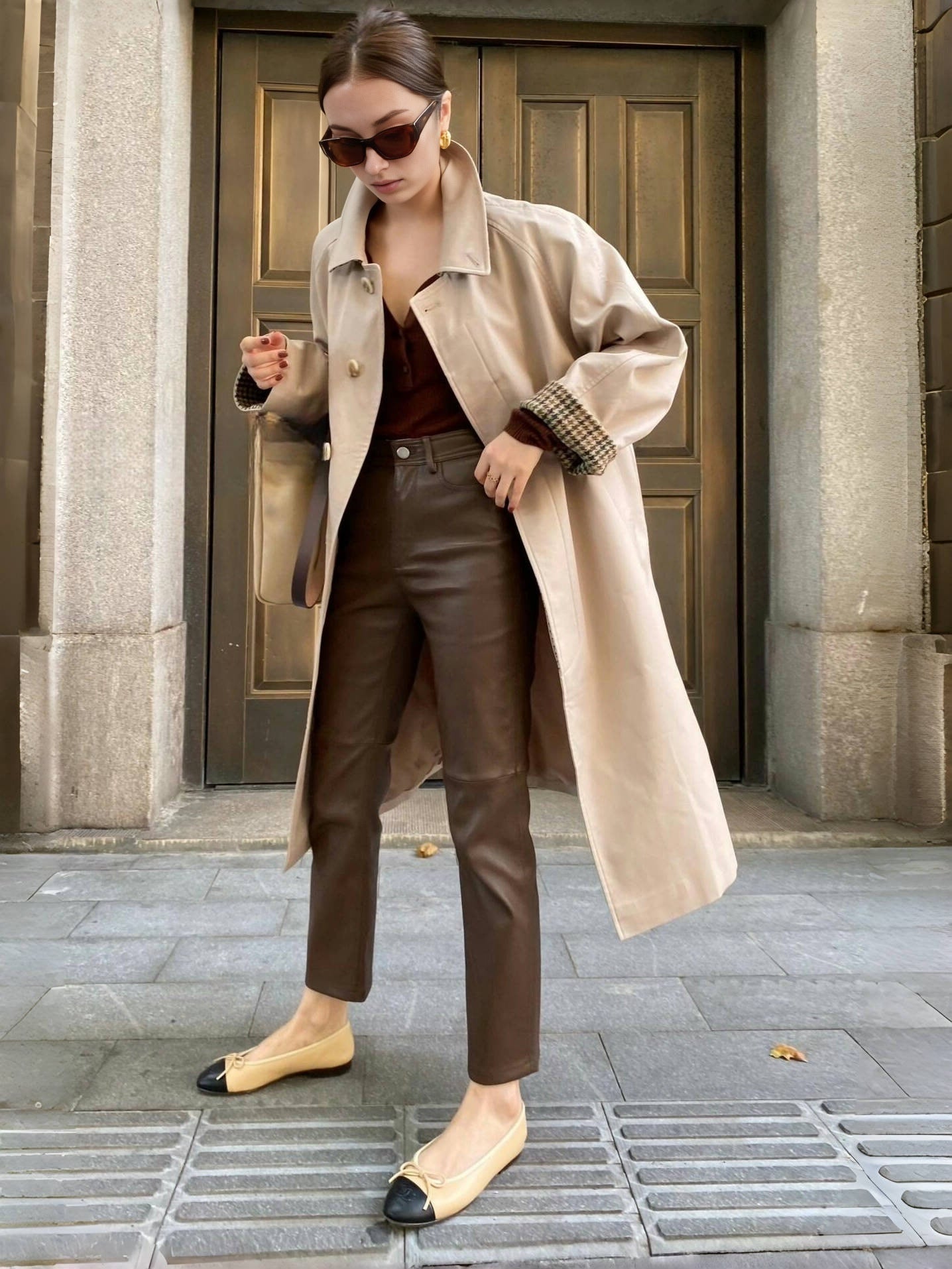 High-Waist Straight Lambskin Leather Pants – Genuine Leather, Versatile Fit