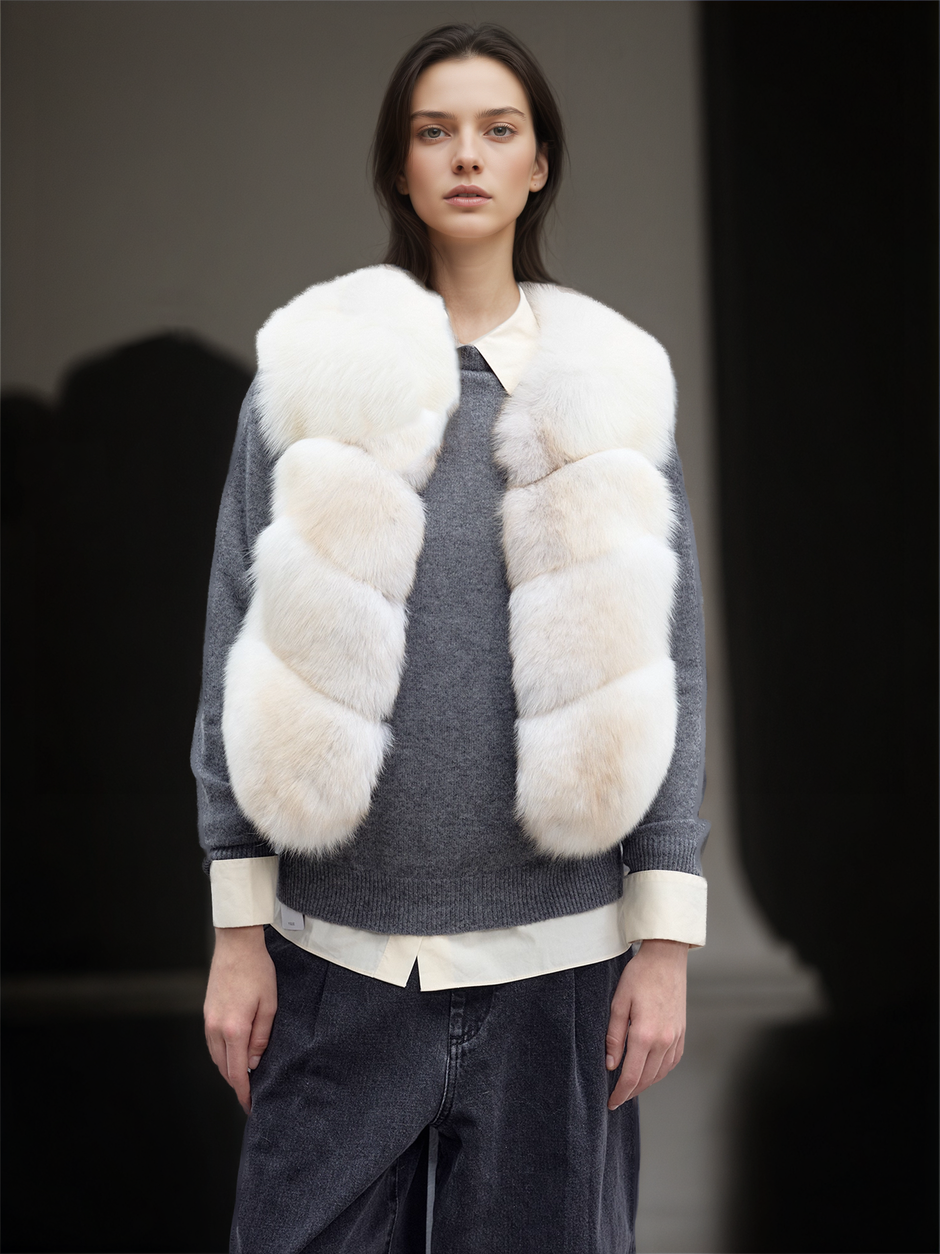 Women’s Short  Fox Fur Vest | Chic Fall Winter Sleeveless Jacket by Sagafurs-Inspired Design