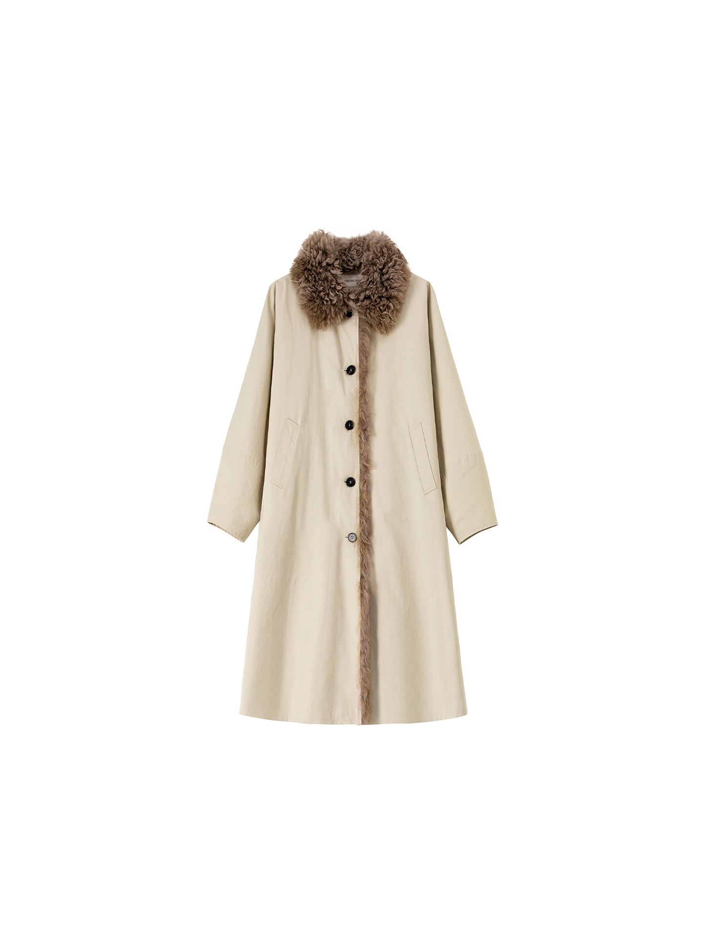 Fluffy Wool-Lined Lapel 90% White Goose Down Long Puffer Coat