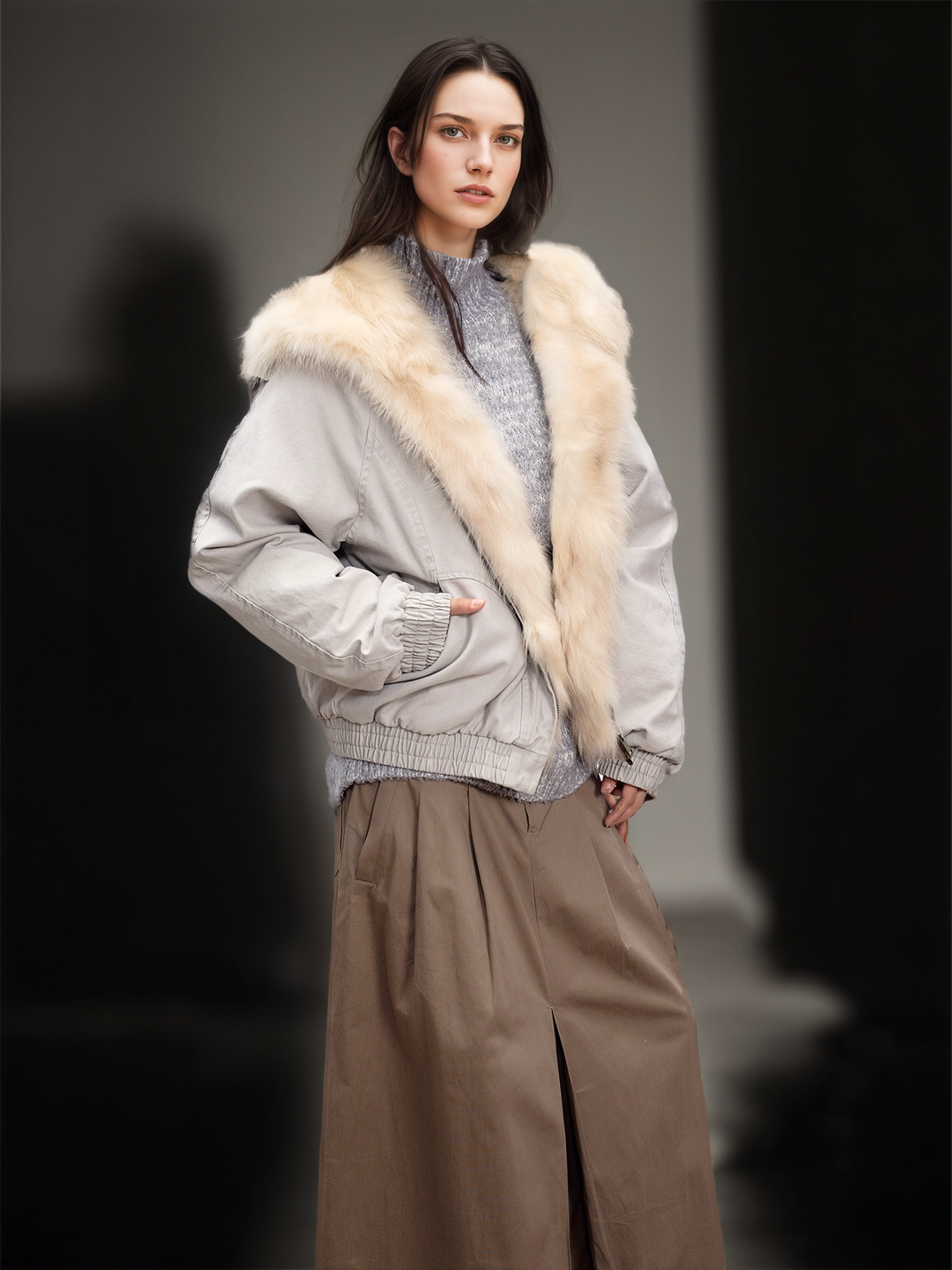 Women’s Short Down Parka with  Raccoon Fur Hood | Winter Warm Puffer Jacket