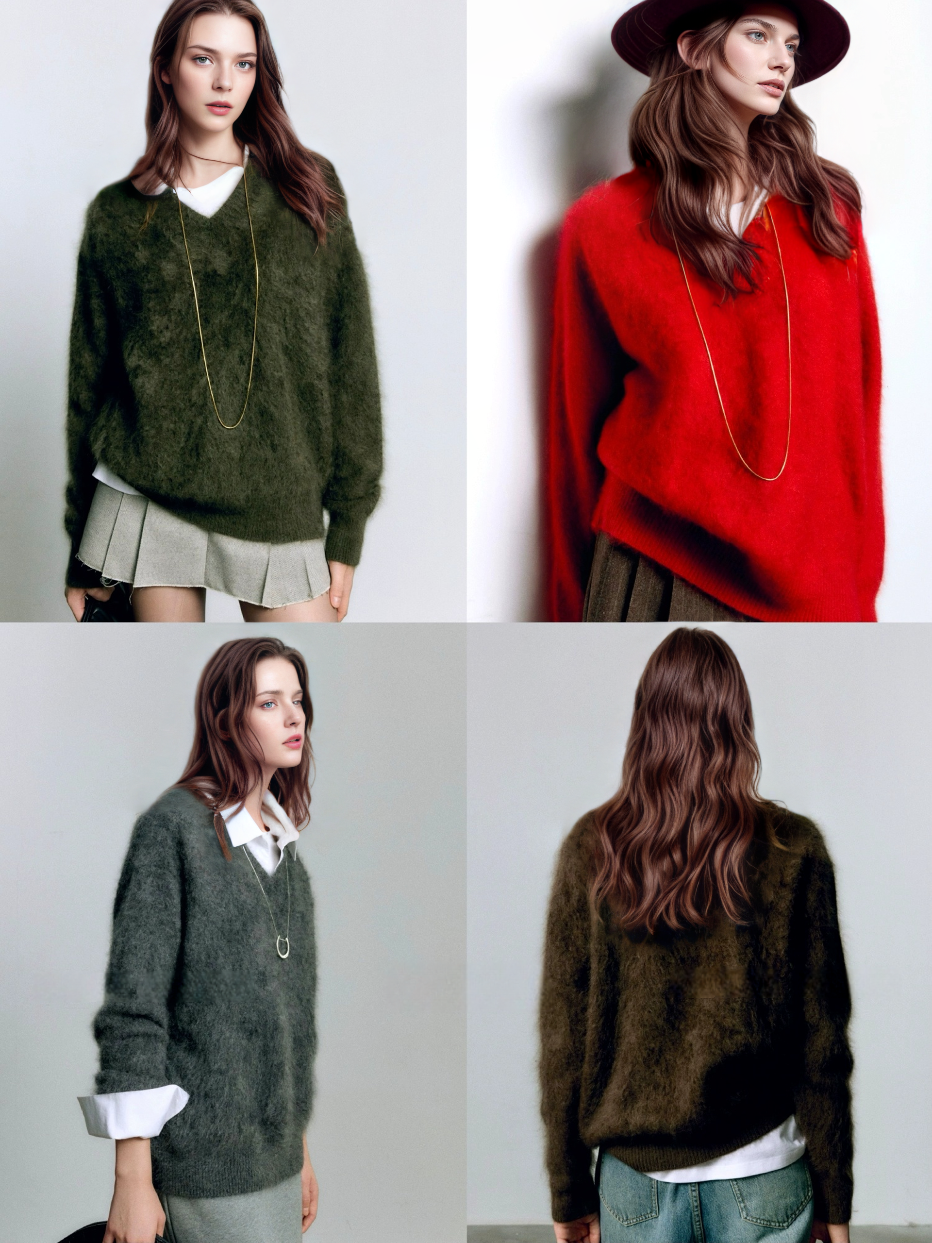 100% Rare Haan Mountain Cashmere Brushed Knit | Cloud-Soft Oversized V-Neck Sweater for Women