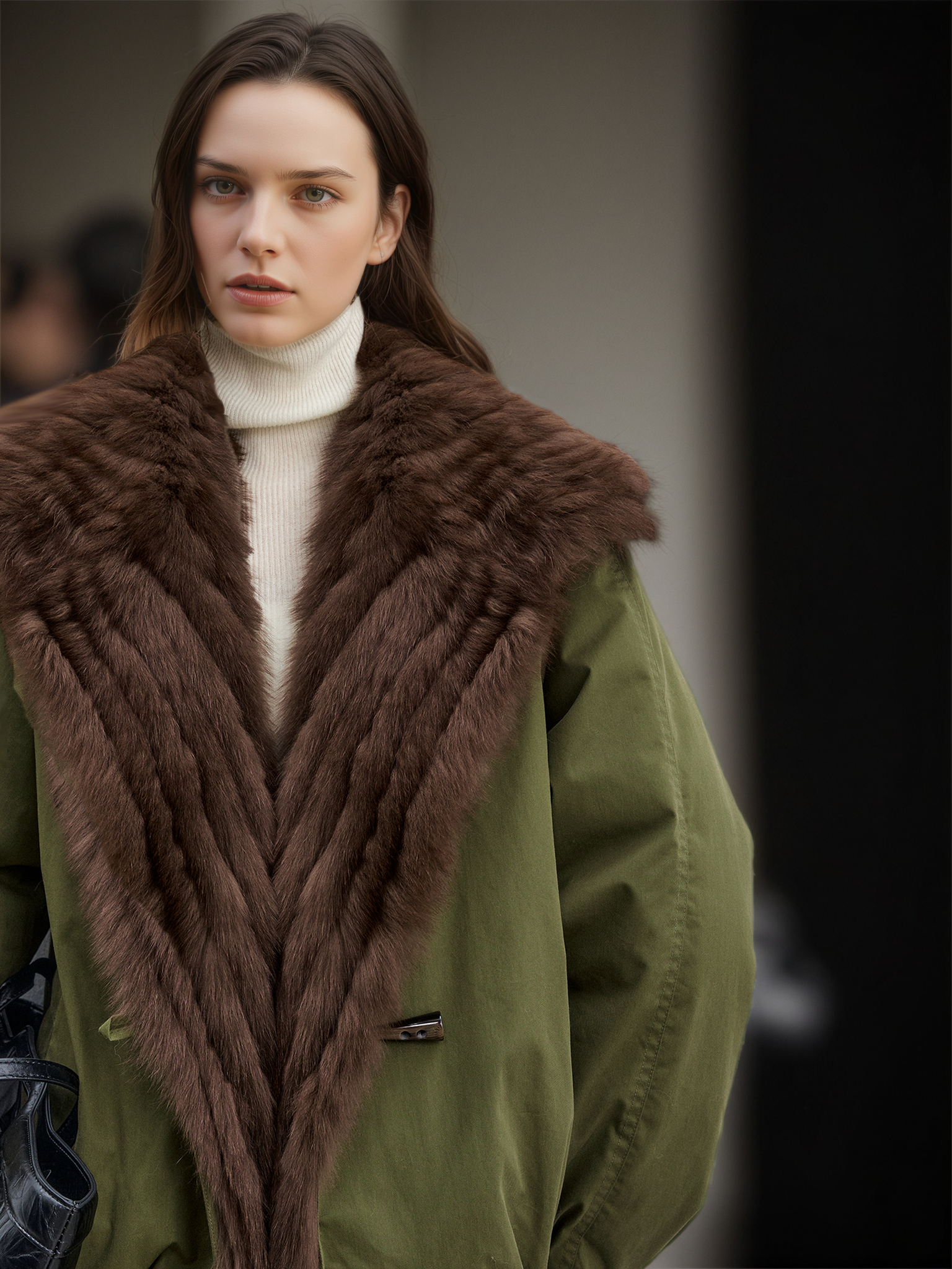 Women’s Short Down Parka Jacket with Fox Fur Hood | 90% White Goose Down Winter Coat