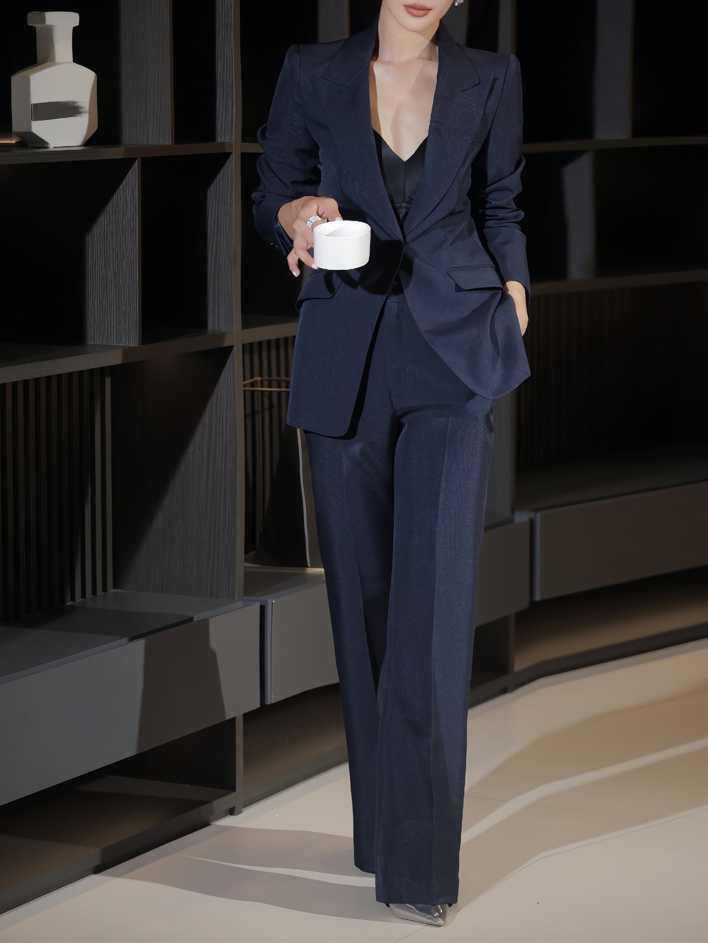 Chic and Youthful Pink Tailored Blazer & Slim-Fit Trousers Set | Elegant One-Button Suit for Professional and Stylish Look