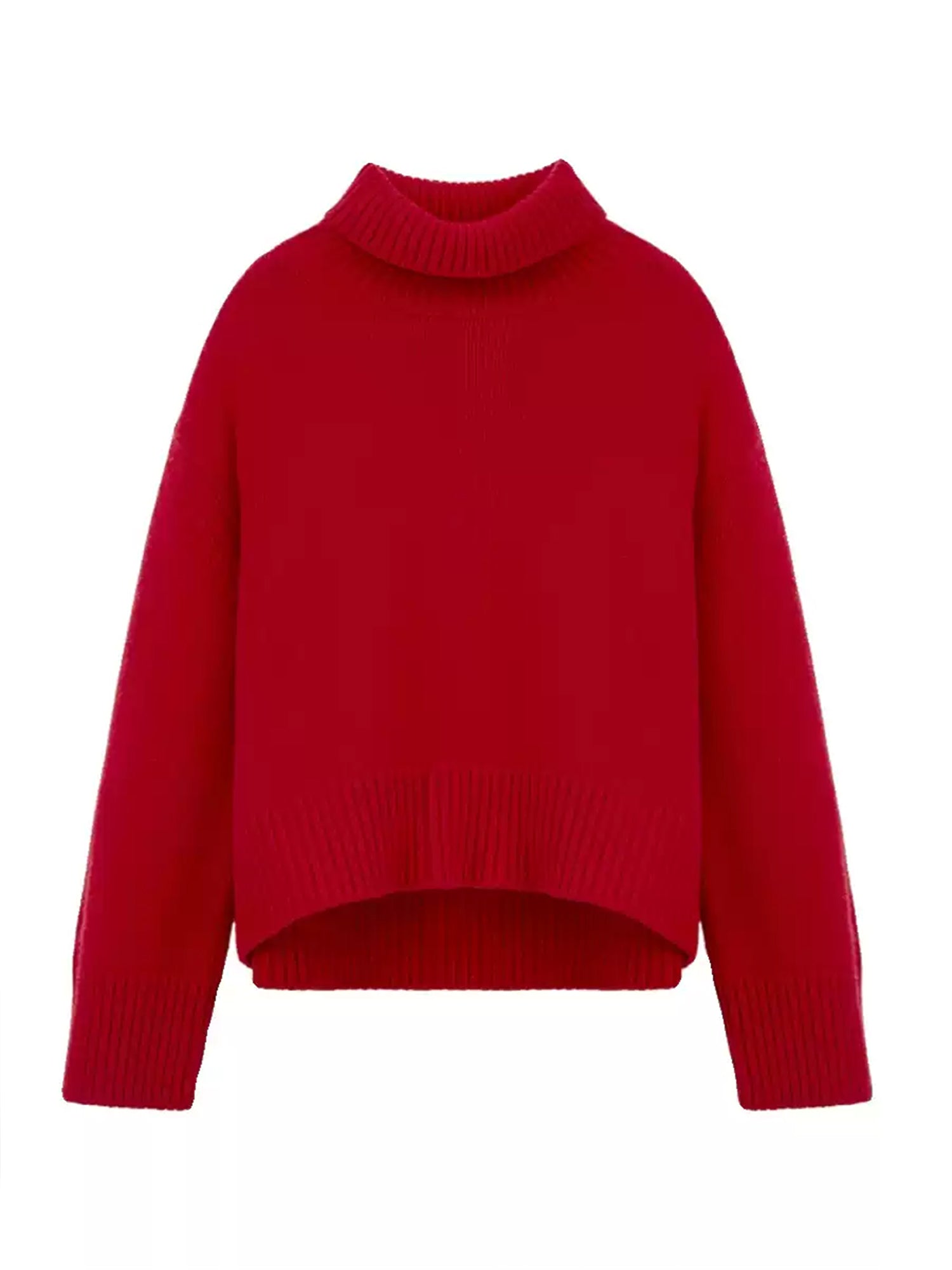 Soft 100% Cashmere Turtleneck Sweater – Vintage Rib-Knit, Thick & Warm in Festive Red-Green Palette