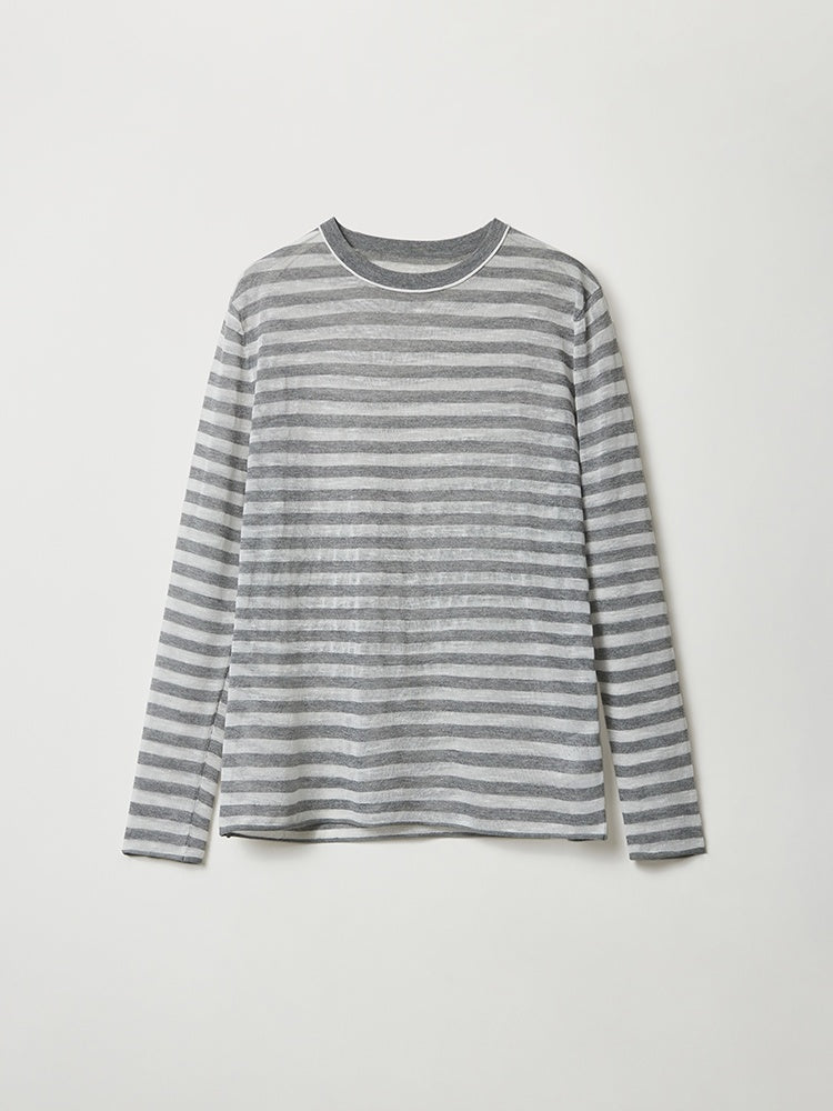 French Sheer Breton Knit Top – Lightweight Linen Lyocell Blend, Breathable & Relaxed Fit