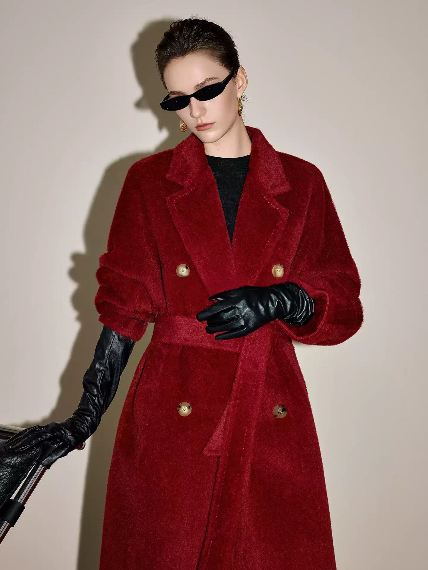 Christmas Edition Peruvian Suri Alpaca Wool Coat for Women | Mid-Length Winter Alpaca Blend Overcoat