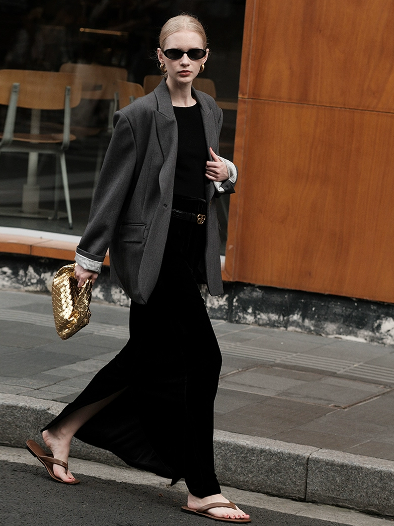 Velvet-Texture Draped A-Line Skirt for Women — Glossy, Stylish & Leg-Slimming