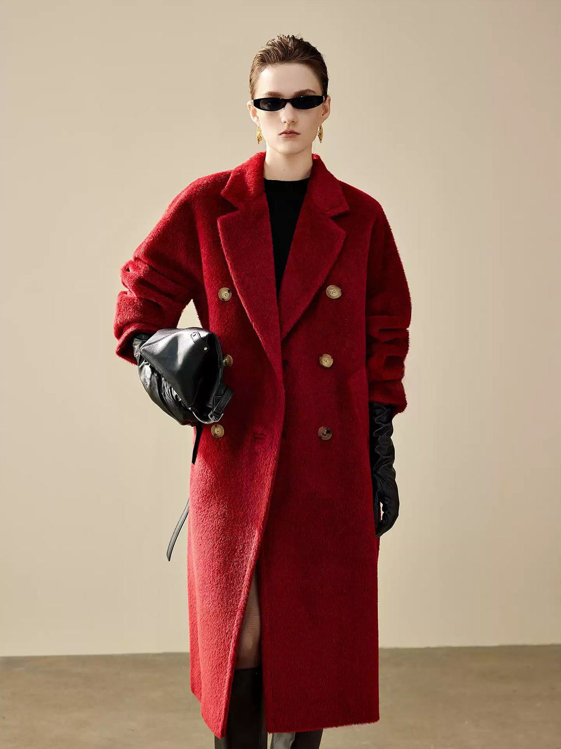 Christmas Edition Peruvian Suri Alpaca Wool Coat for Women | Mid-Length Winter Alpaca Blend Overcoat