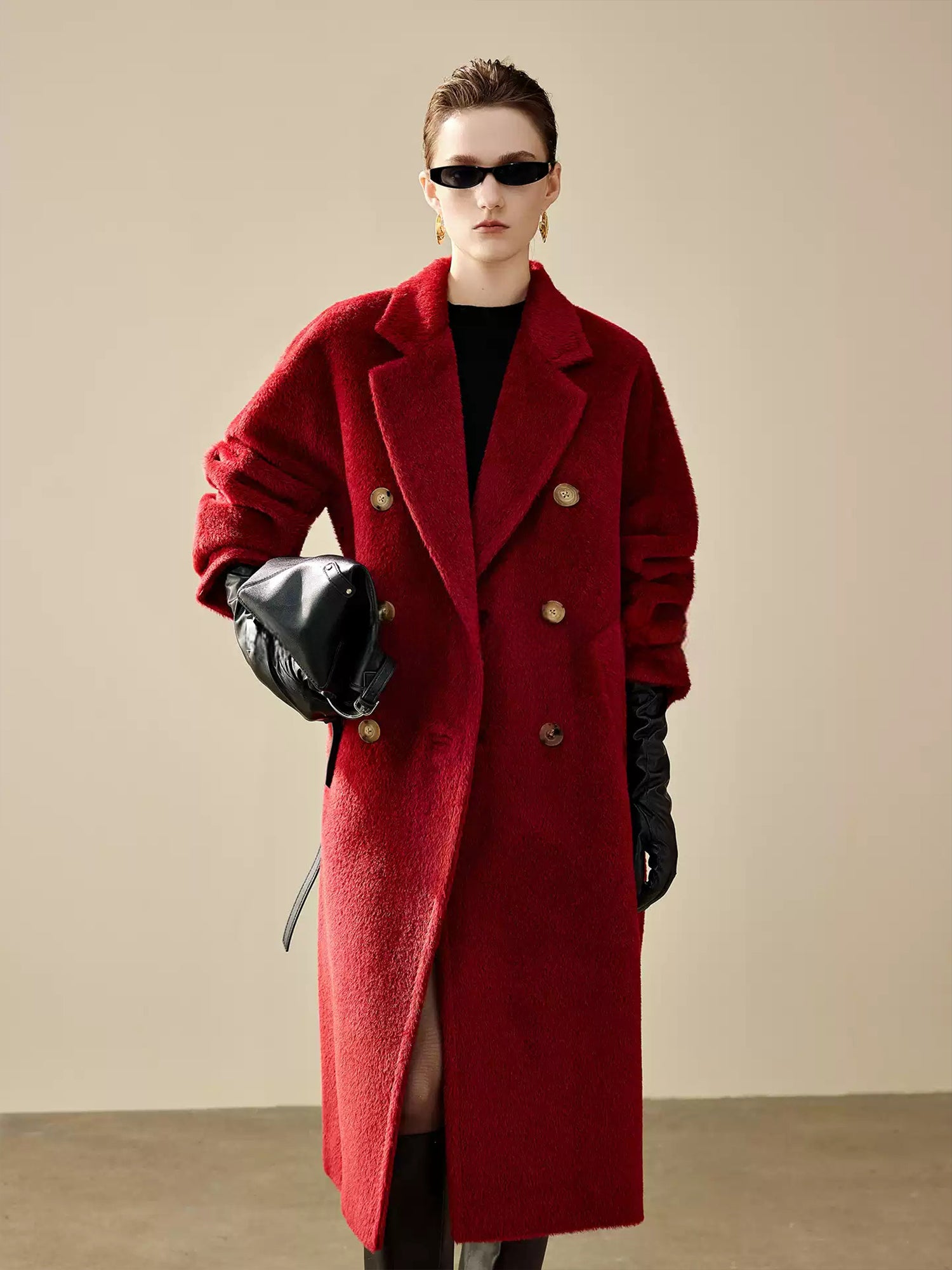 Christmas Edition Peruvian Suri Alpaca Wool Coat for Women | Mid-Length Winter Alpaca Blend Overcoat