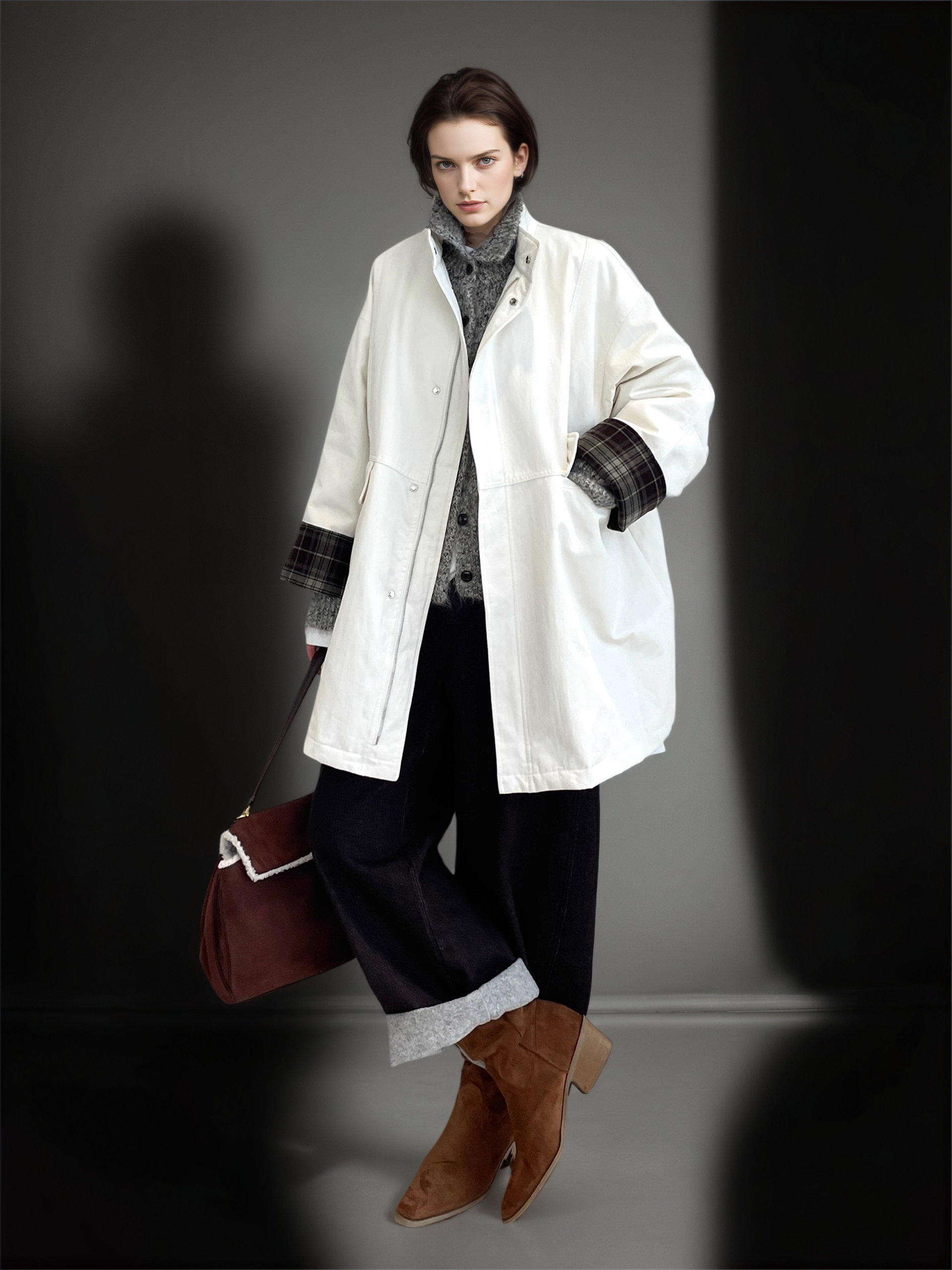 Women’s 90% White Duck Down Puffer Coat | Vintage Loose-Fit Mid-Length Thickened Trench Down Jacket for Winter