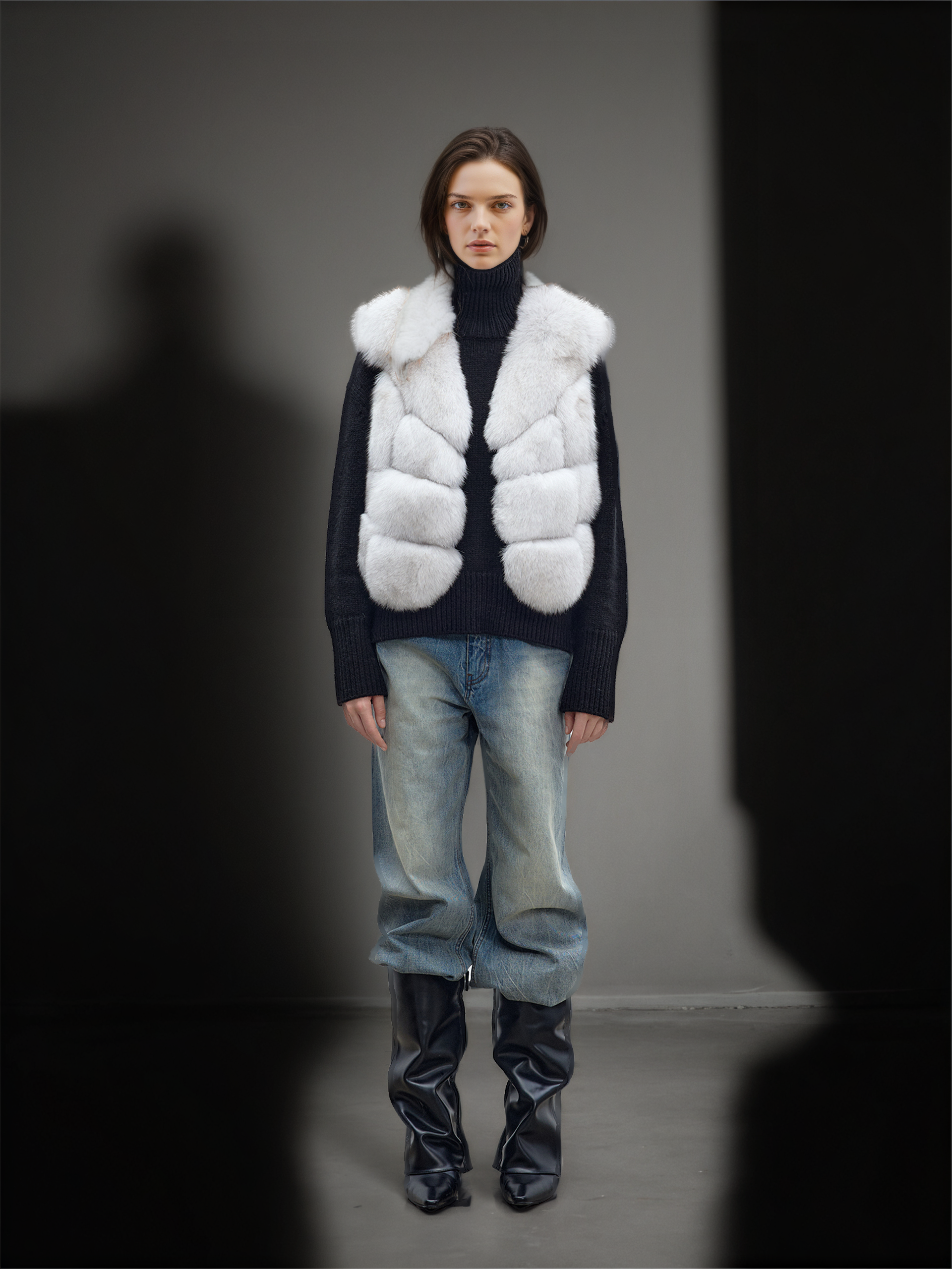 Women’s Fox Fur Vest | Short Winter Gilet Inspired by Finnish Saga Furs Design