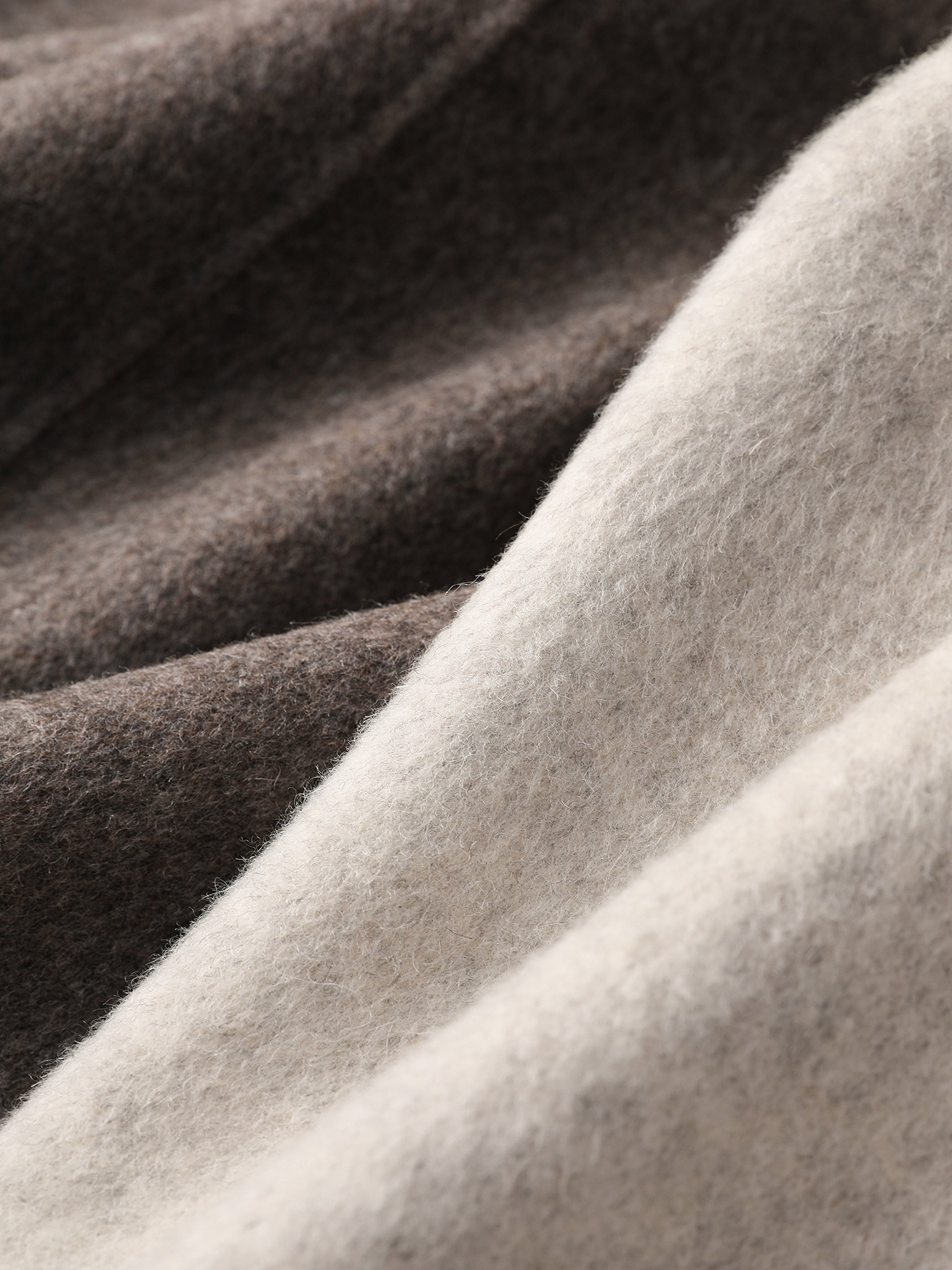 Wool Camel Hair Silk Detachable Fur Hood Cape - Women's Double-Faced Wool Coat