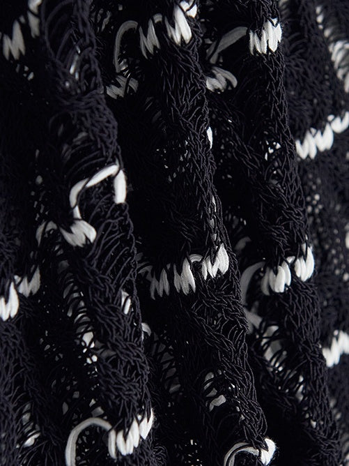 Nomadic Style Artisanal Hollow-Knit Boat Neck Top – Slimming Fit and Exquisite Craftsmanship