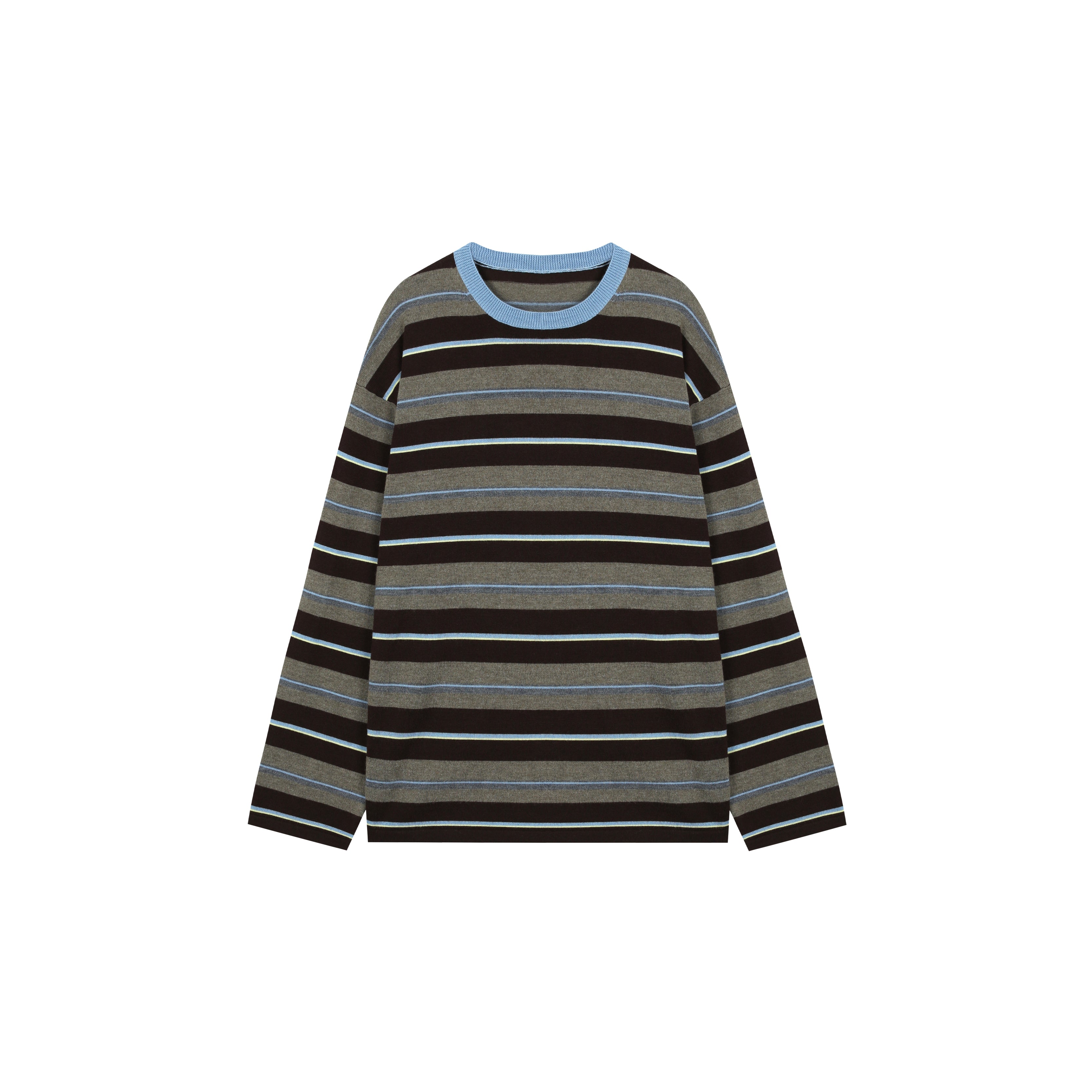 Washed Wool Striped Oversized Sweater for Women – Thick German-Style BIELLA Knit