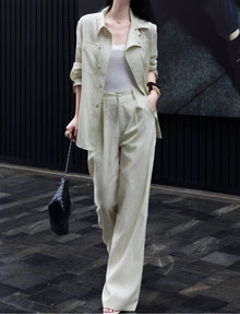 Asymmetrical Wrap Shirt & Wide-Leg Trousers – Made to Measure