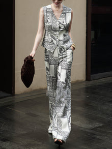 V-Neck Waistcoat & High-Waist Wide-Leg Trouser Set – Made to Measure