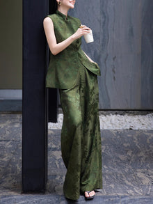 Acetate Jacquard Longline Vest & Wide-Leg Pants – Made to Measure